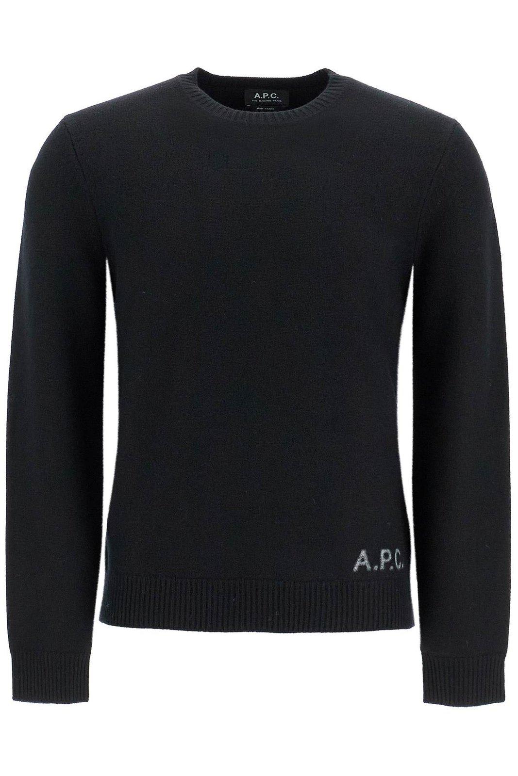 Shop Apc Crewneck Knitted Jumper A.p.c. In Black