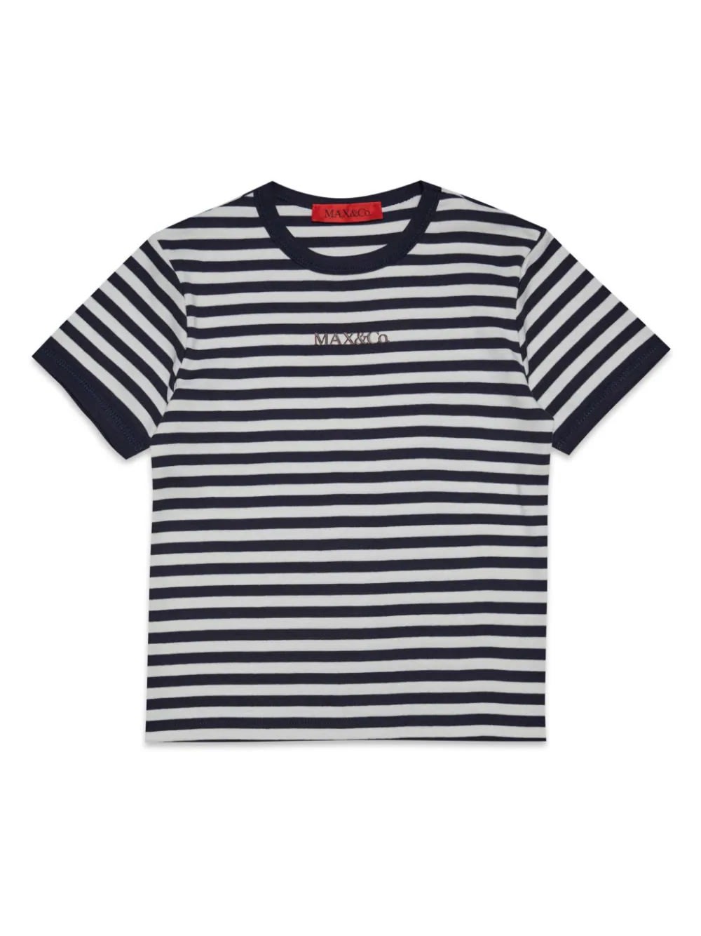 Shop Max&amp;co. White And Blue Striped T-shirt With Logo