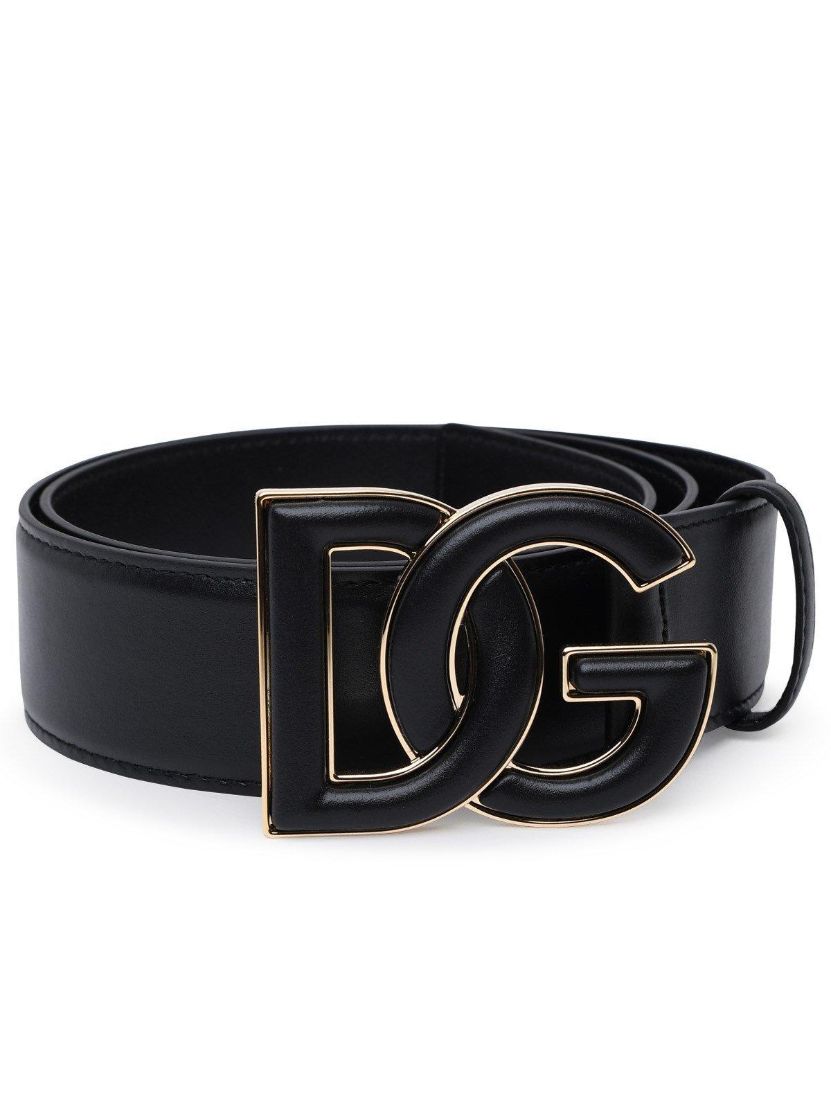Shop Dolce & Gabbana Dg Logo Plaque Buckle Belt In Nero