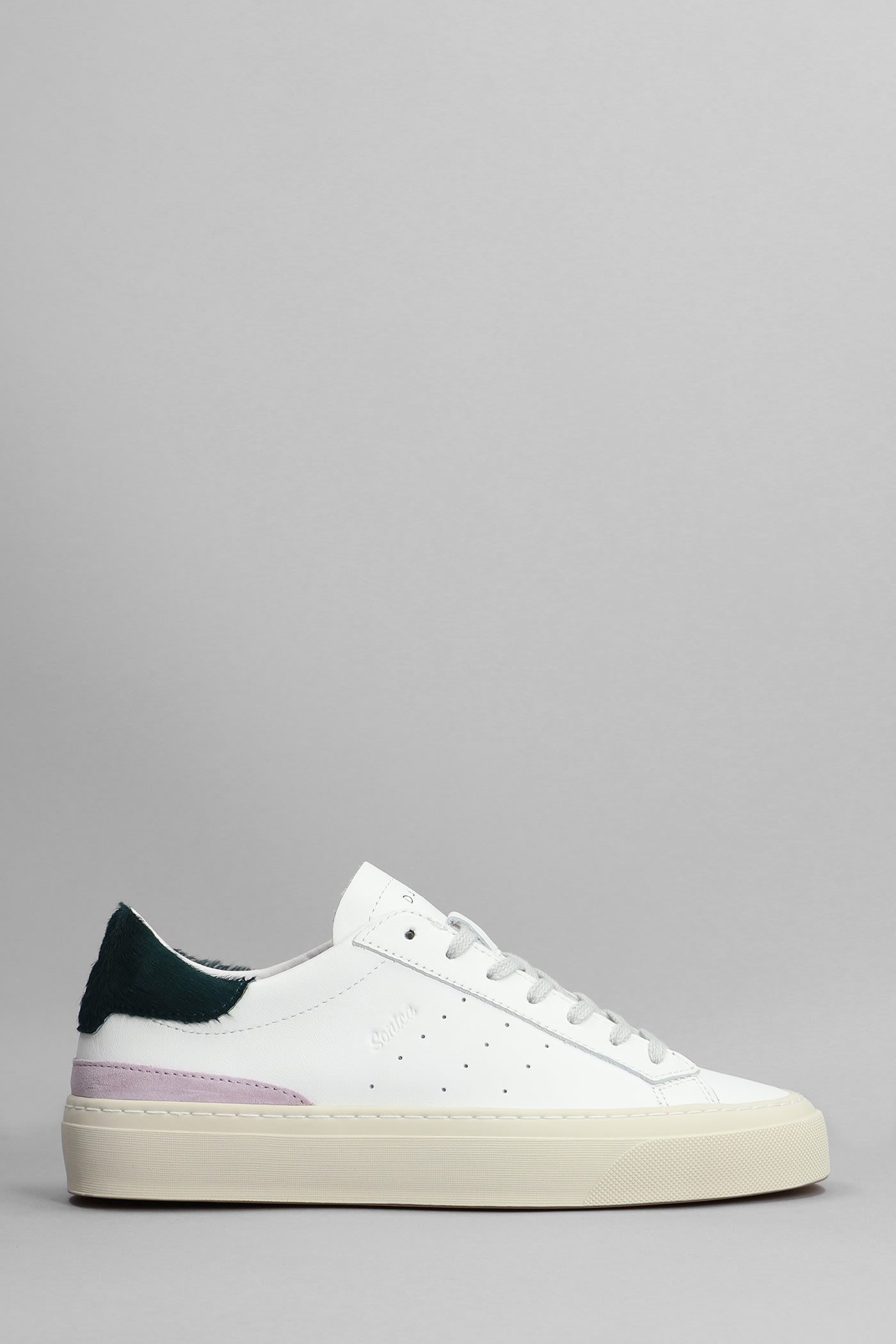 D.A.T.E. Sonica Leather Sneakers In White Leather And Fabric