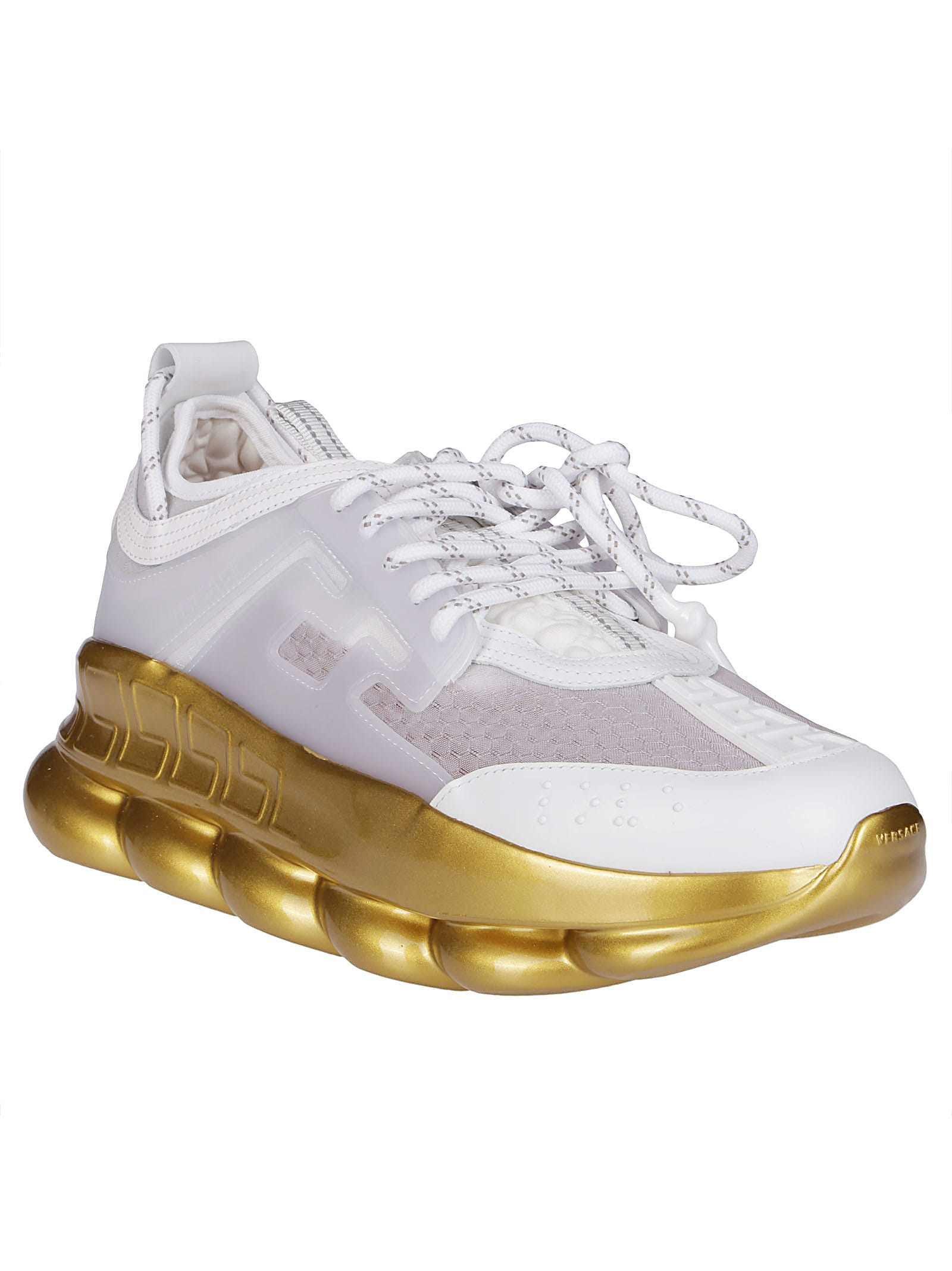 versace shoes white and gold