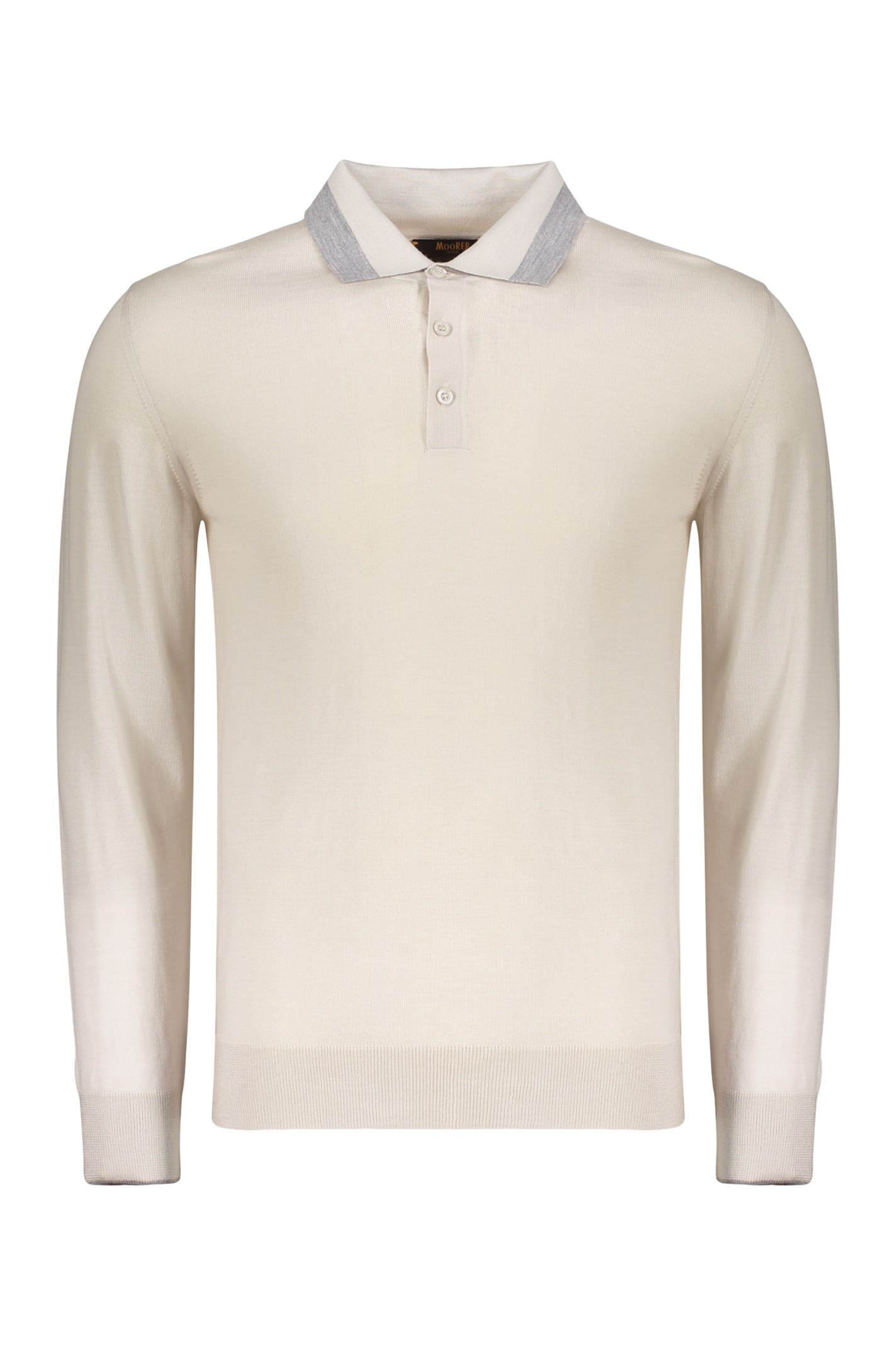 Moorer Chic Light Sweater With Polo Collar In Neutral