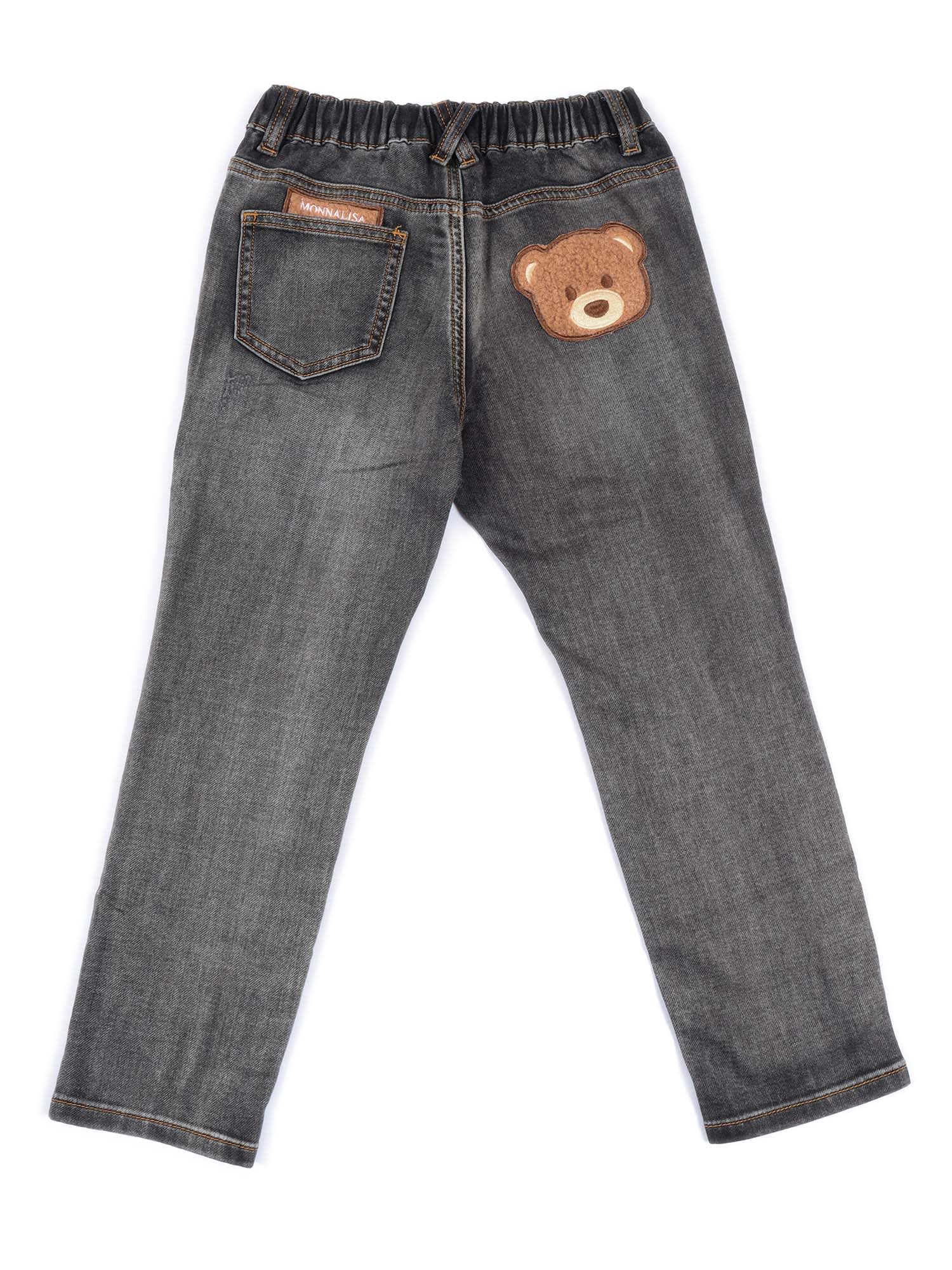 Monnalisa Jeans With Teddy Insert In Gray