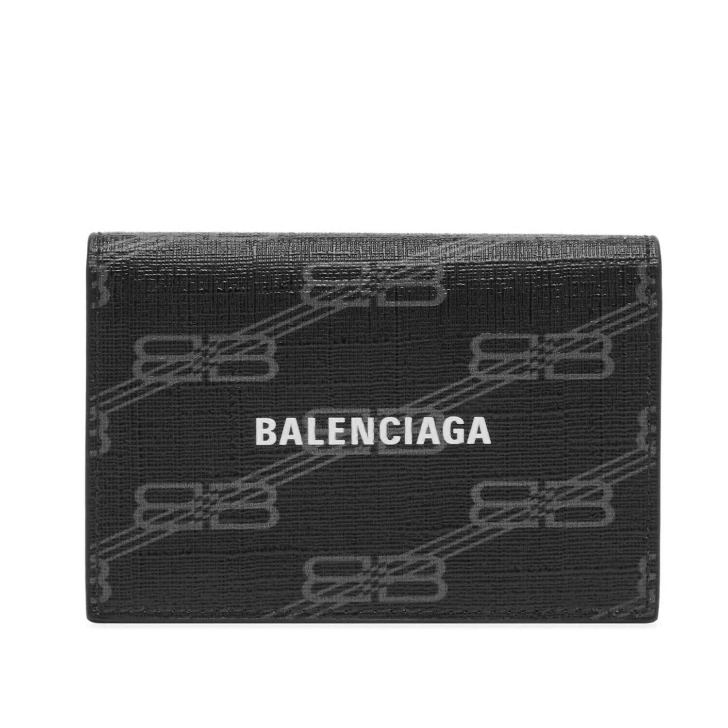 Shop Balenciaga Bb Signature Card Holder In Blackgrey