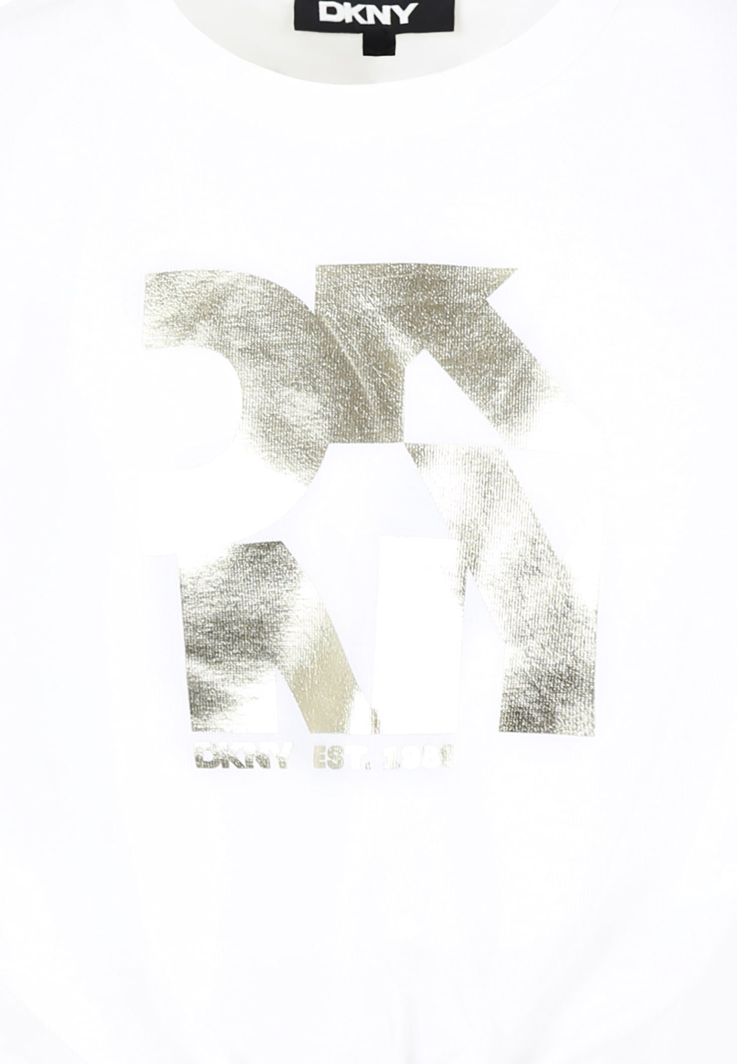Dkny White Crop T-shirt For Girl With Logo In White