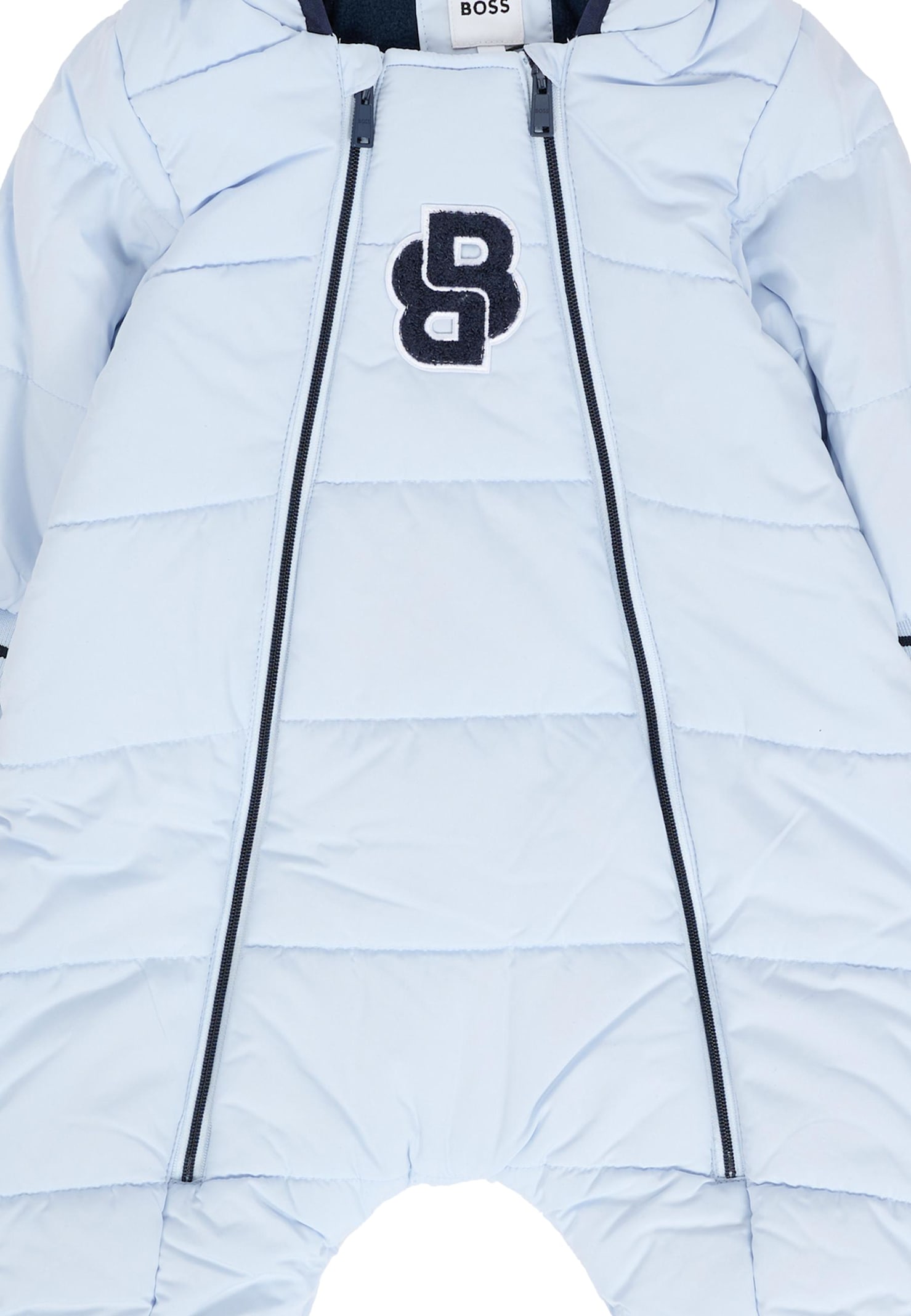 Hugo Boss Light Blue Down Jacket For Baby Boy With Logo In Blue