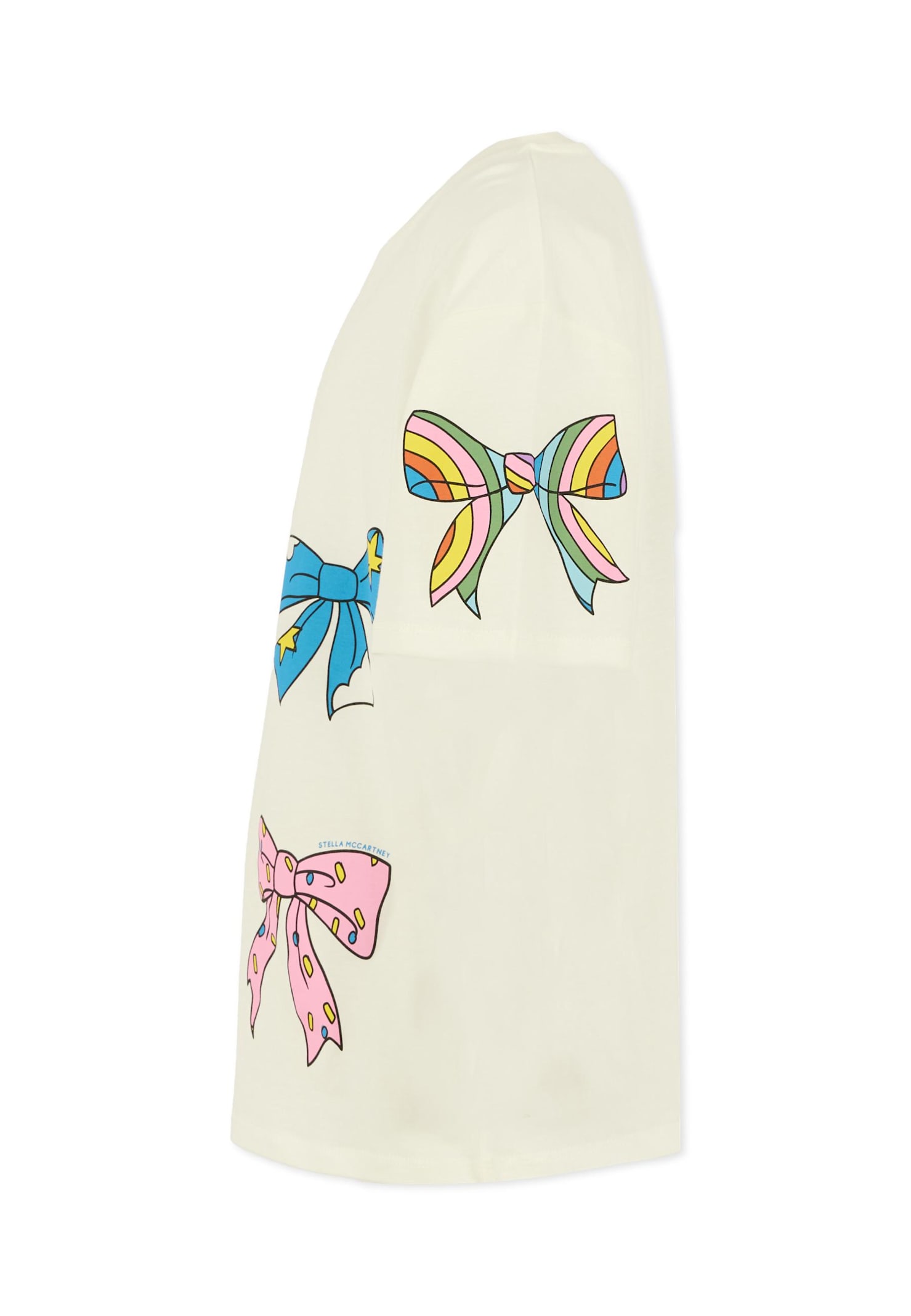 Stella Mccartney Ivory T-shirt For Girl With Bows In Multi