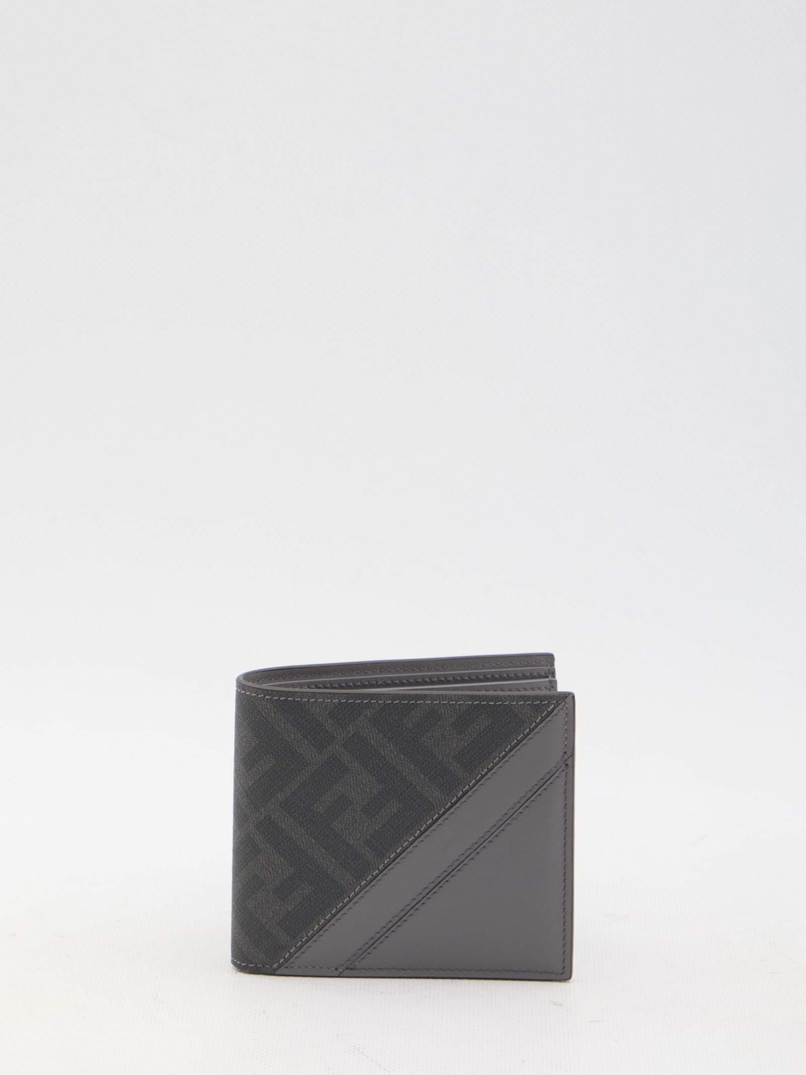 Shop Fendi Diagonal Wallet In Grey