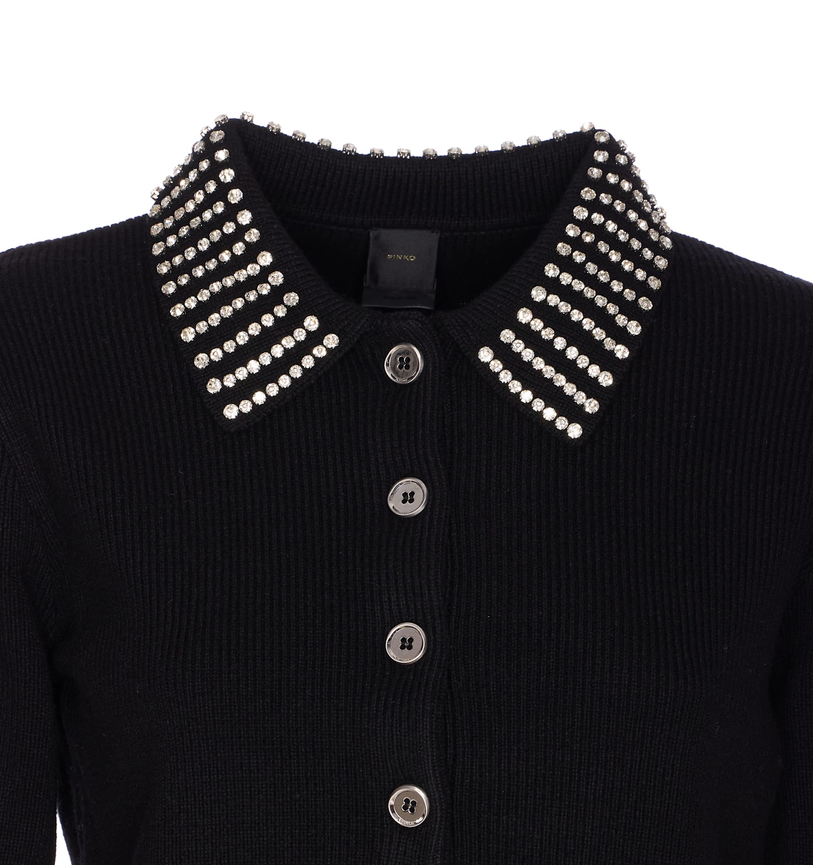 Pinko Black Wool-blend Sweater In Black