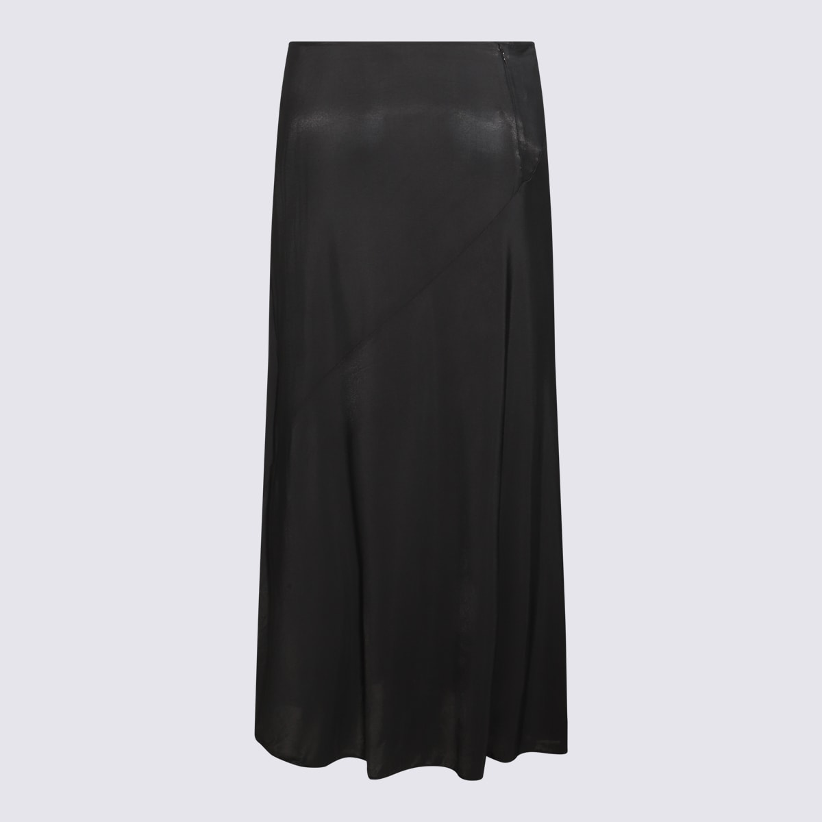 Shop Jil Sander Black Viscose Midi Skirt