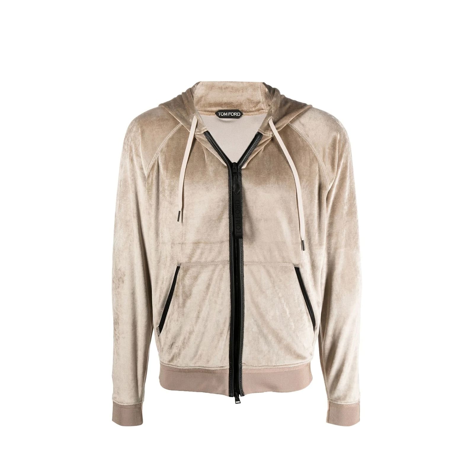 Shop Tom Ford Velour Track Jacket In Beige