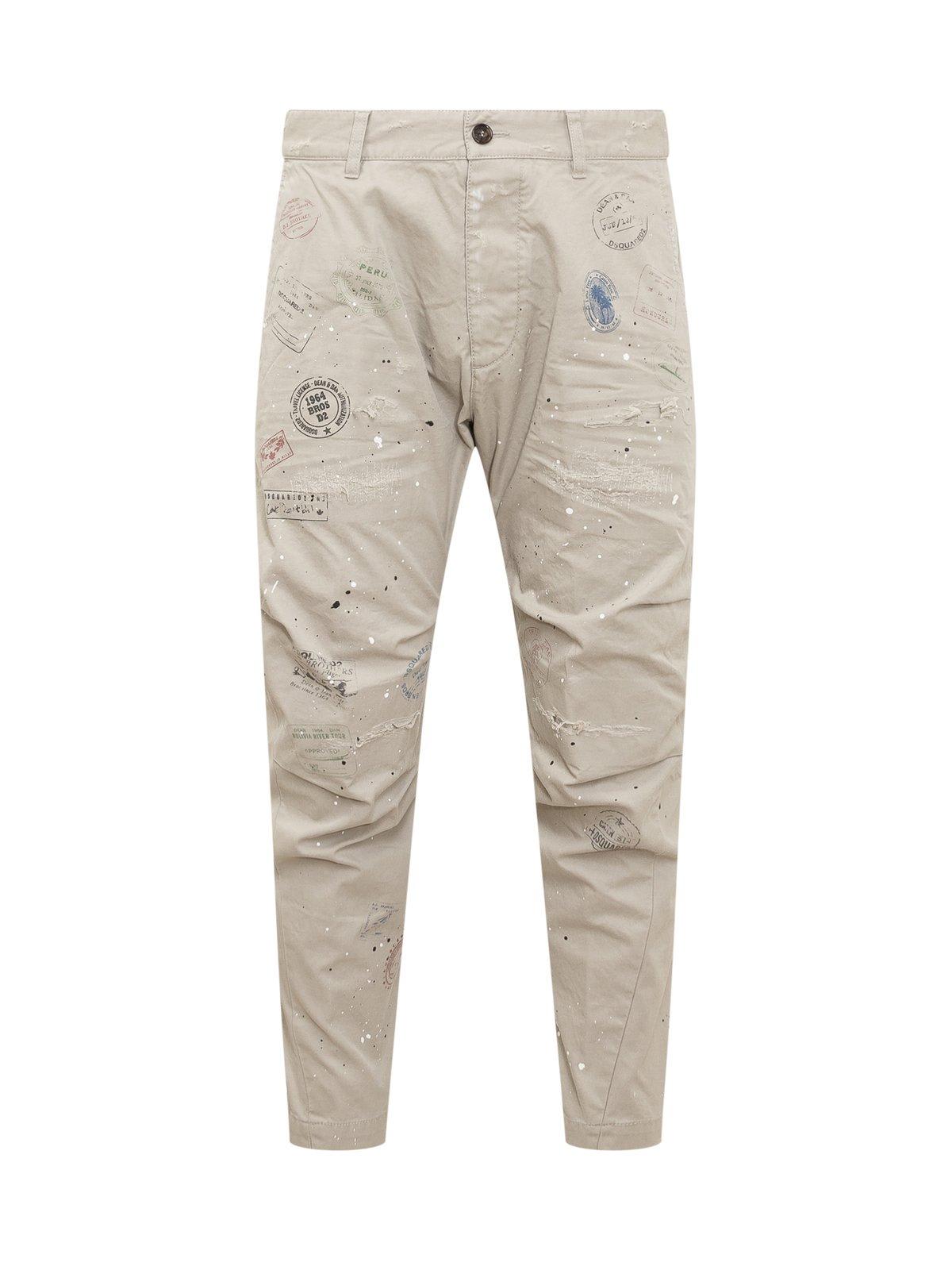 Dsquared2 Logo-printed Distressed Cargo Trousers