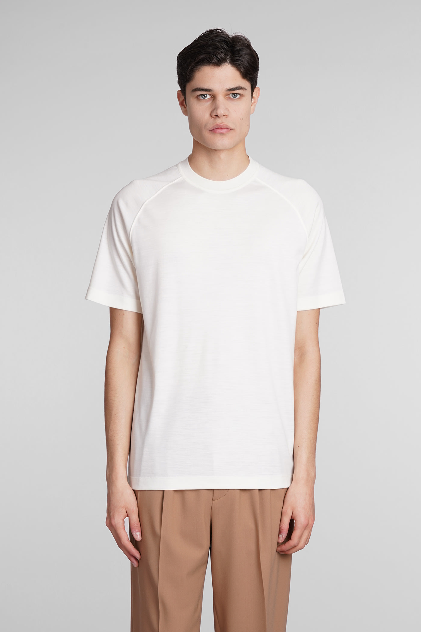 Shop Zegna T-shirt In Beige Wool