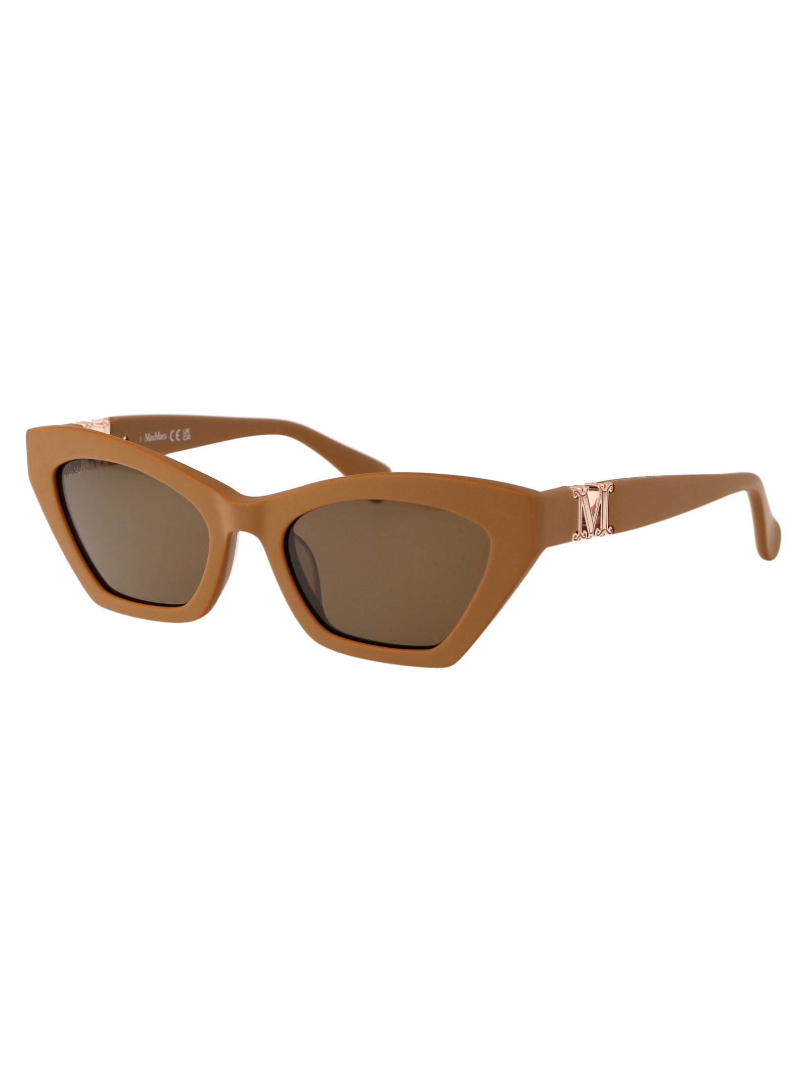 Shop Max Mara Emme13 Sunglasses In 73e Rosa Op/marrone