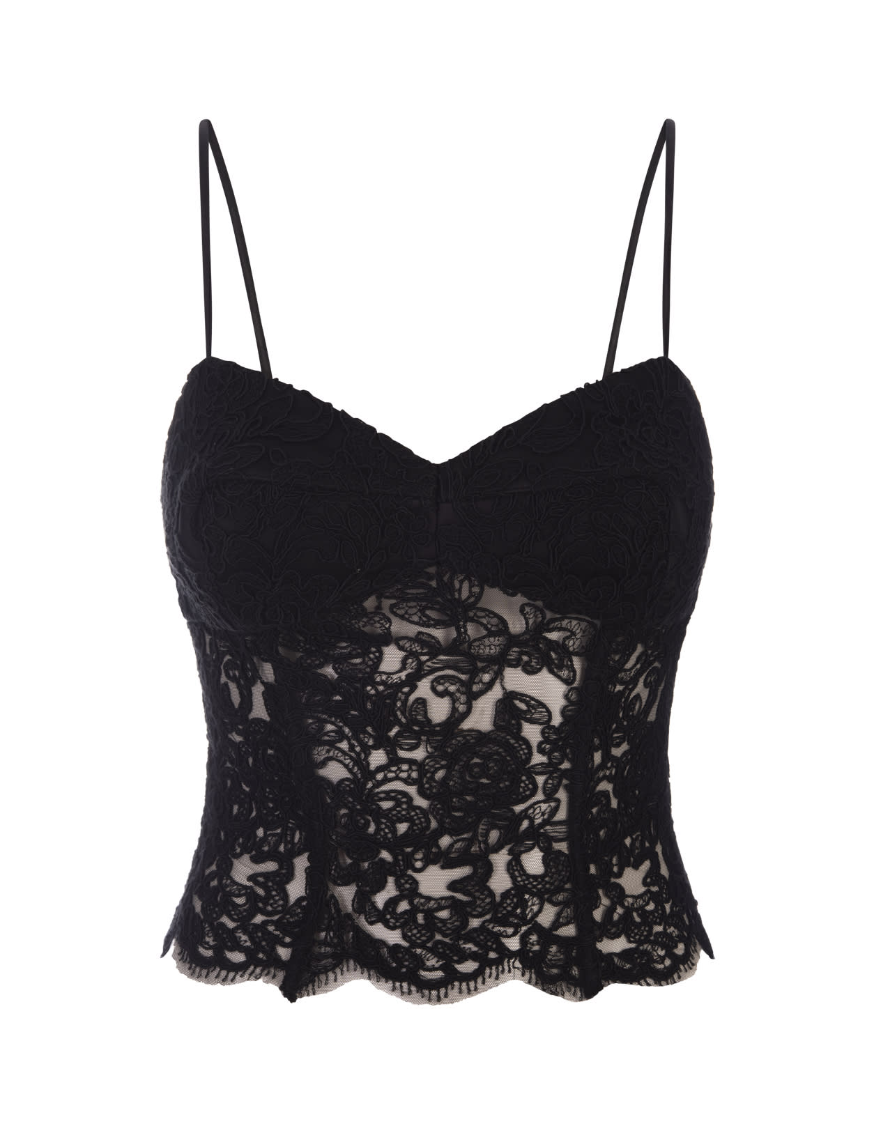 Black Bustier Top With Lace