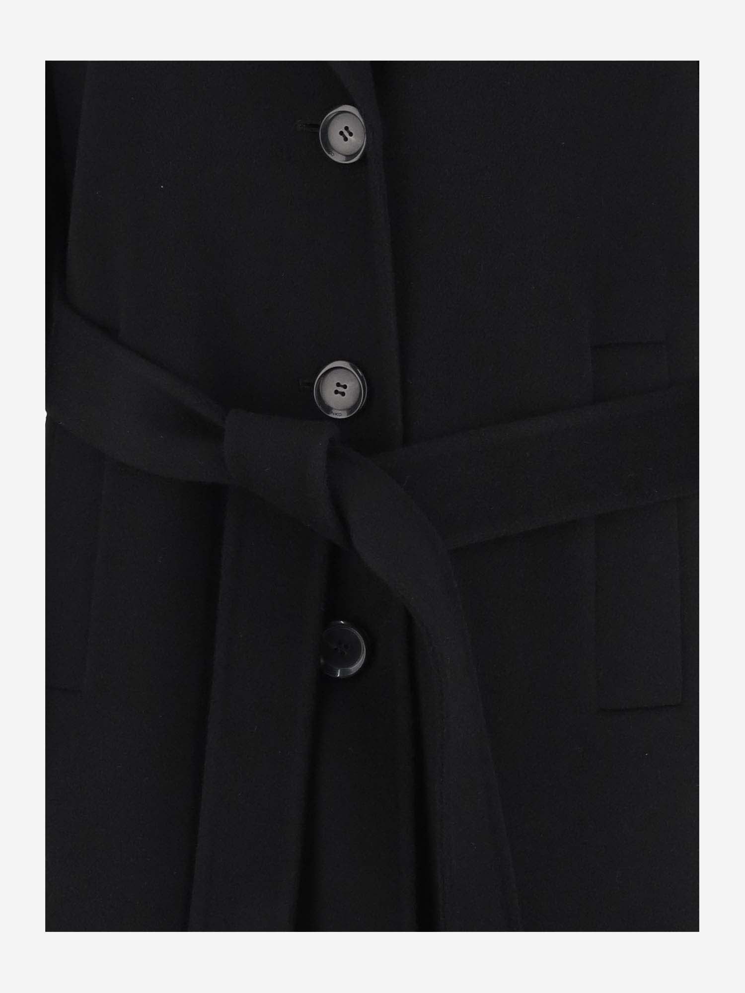 Shop Pinko Wool Long Coat In Black