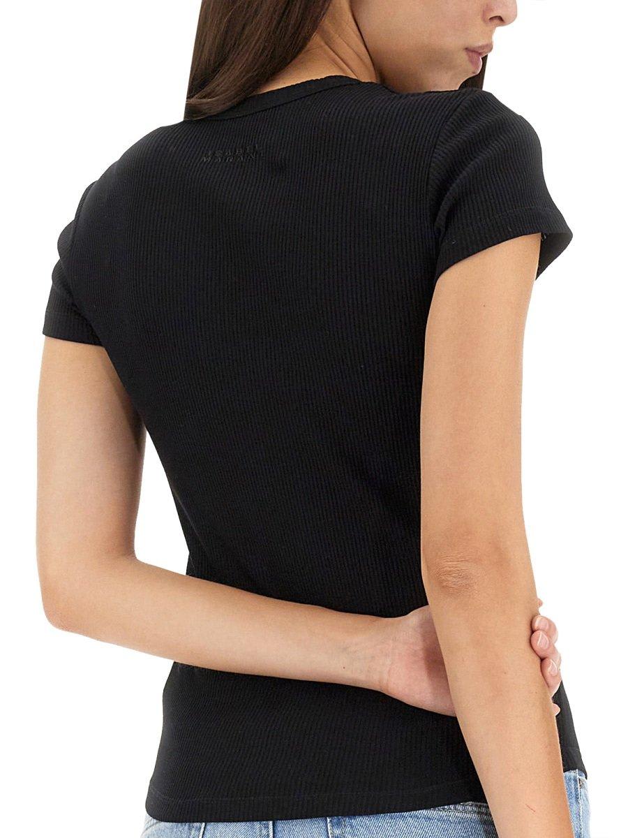 Shop Isabel Marant Slim Fit Fine Ribbed Top In Black
