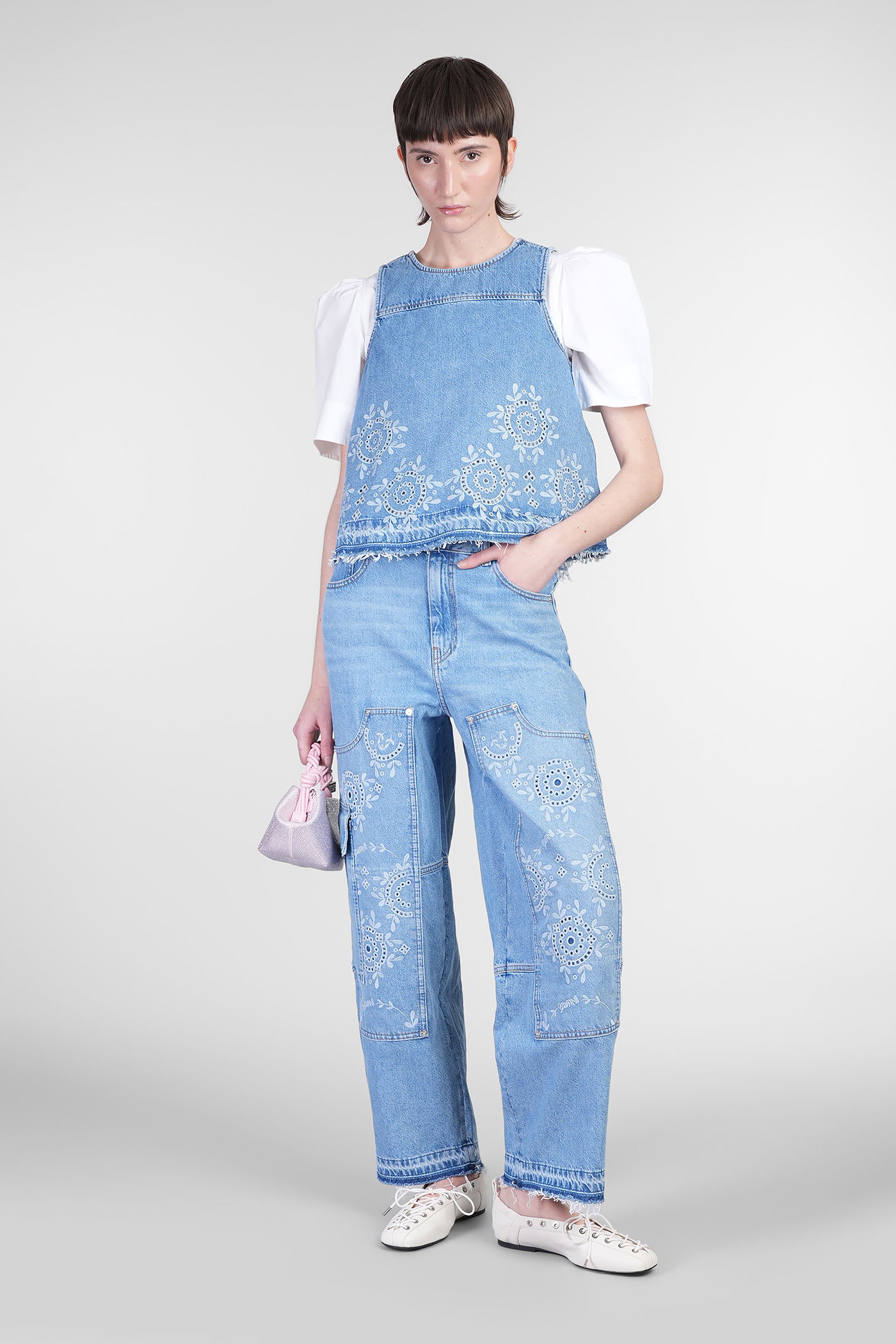 Ganni Jeans In Blue Cotton