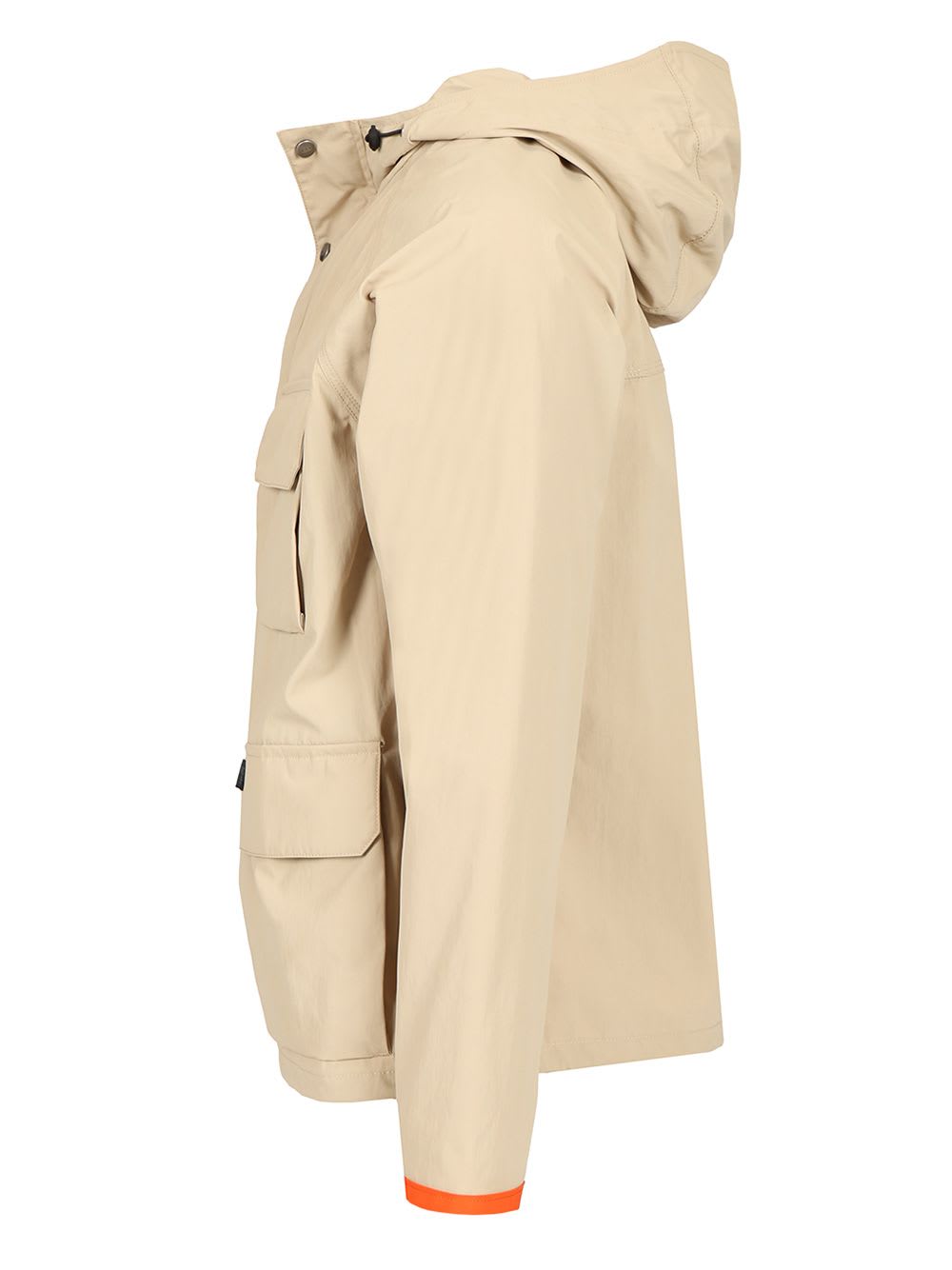 Fay Nylon Windbreaker With Hood And Pockets In Gesso