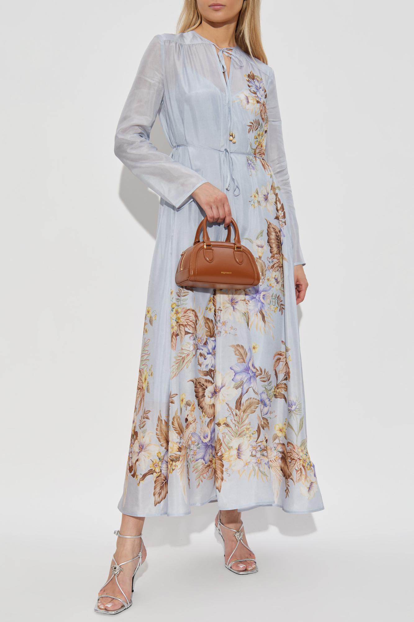 Zimmermann Women Powder Blue Multi Floral Silk Habotai Coco Maxi Dress In White