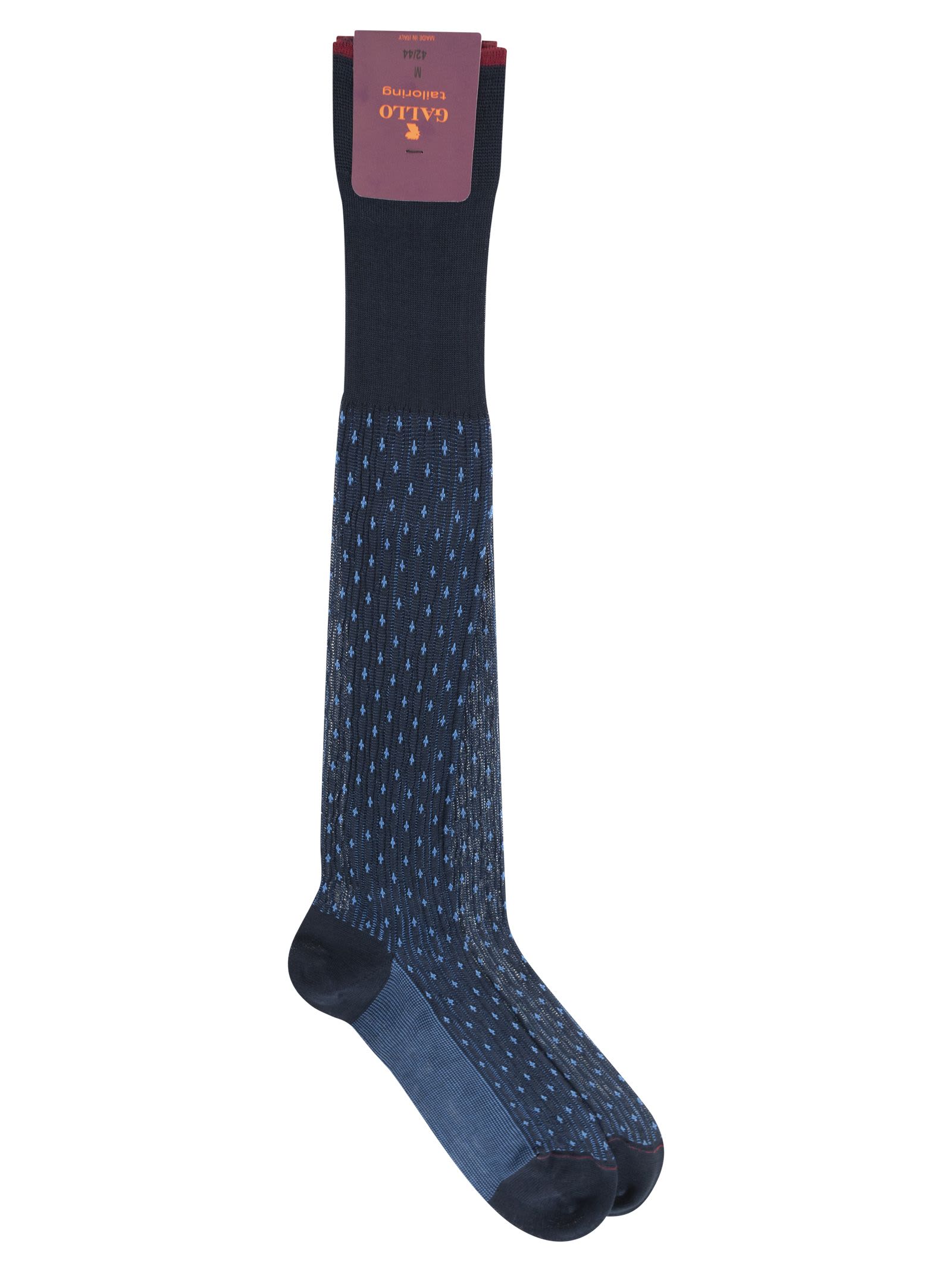 Shop Gallo Patterned Cotton Long Socks In Blue