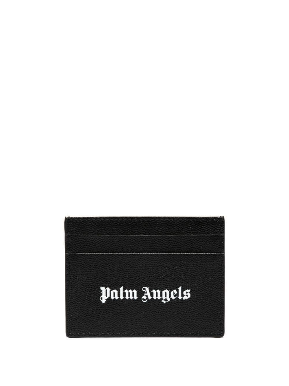 Shop Palm Angels Black Card Holder With White Logo