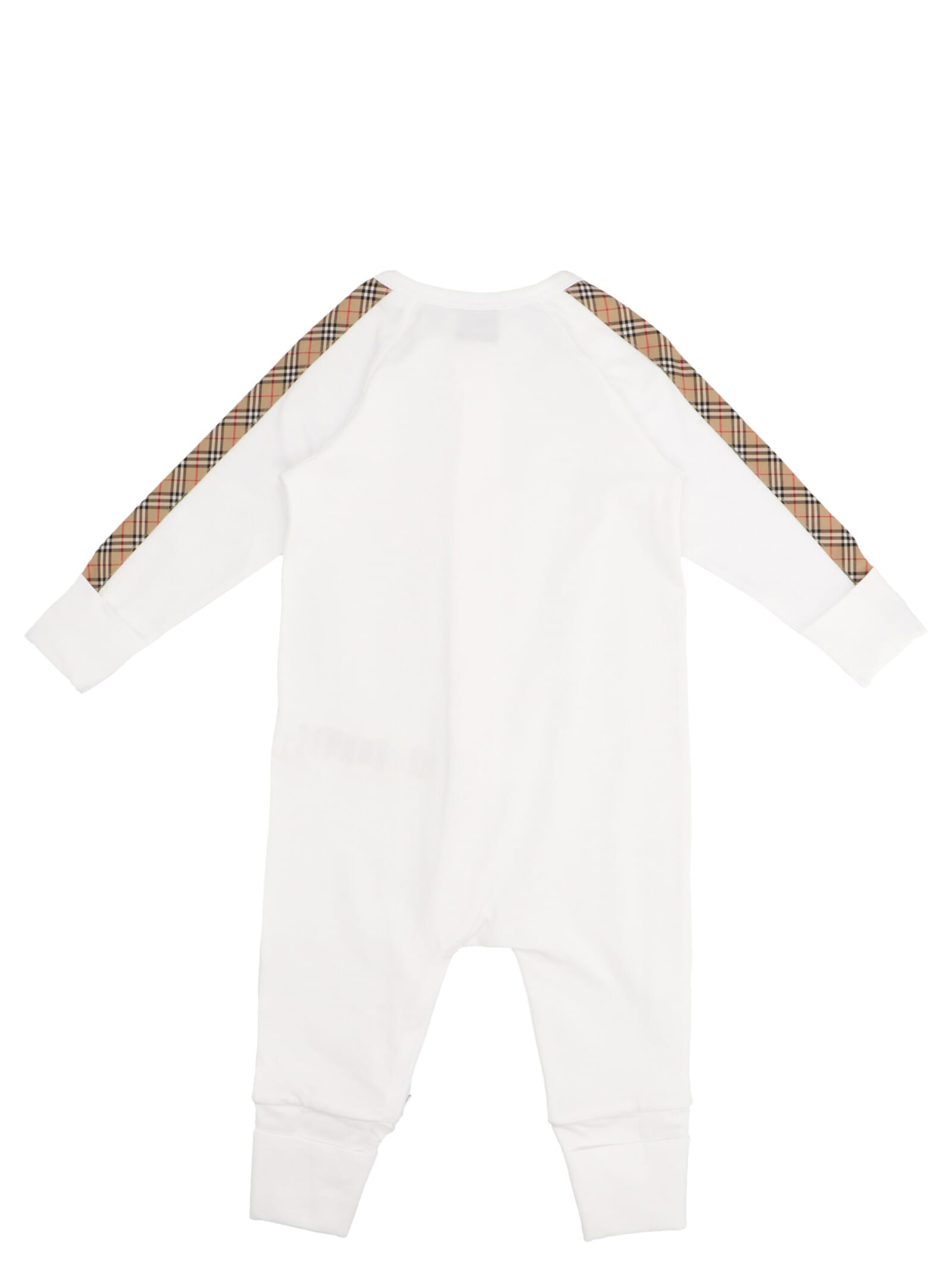 Shop Burberry Jumpsuit, Cap And Bib Baby Set In White