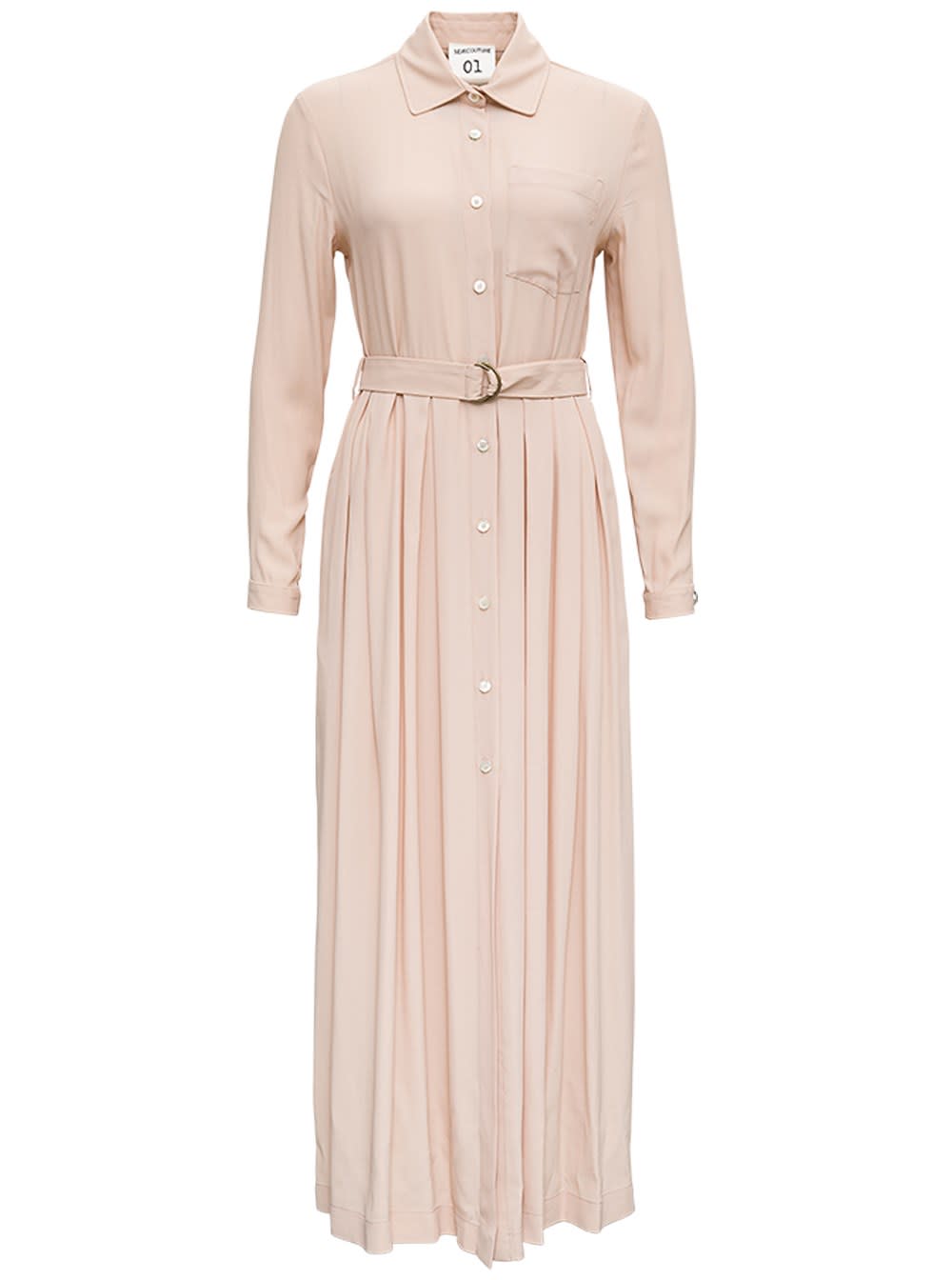 SEMICOUTURE Doris Long Dress In Pink Silk Blend