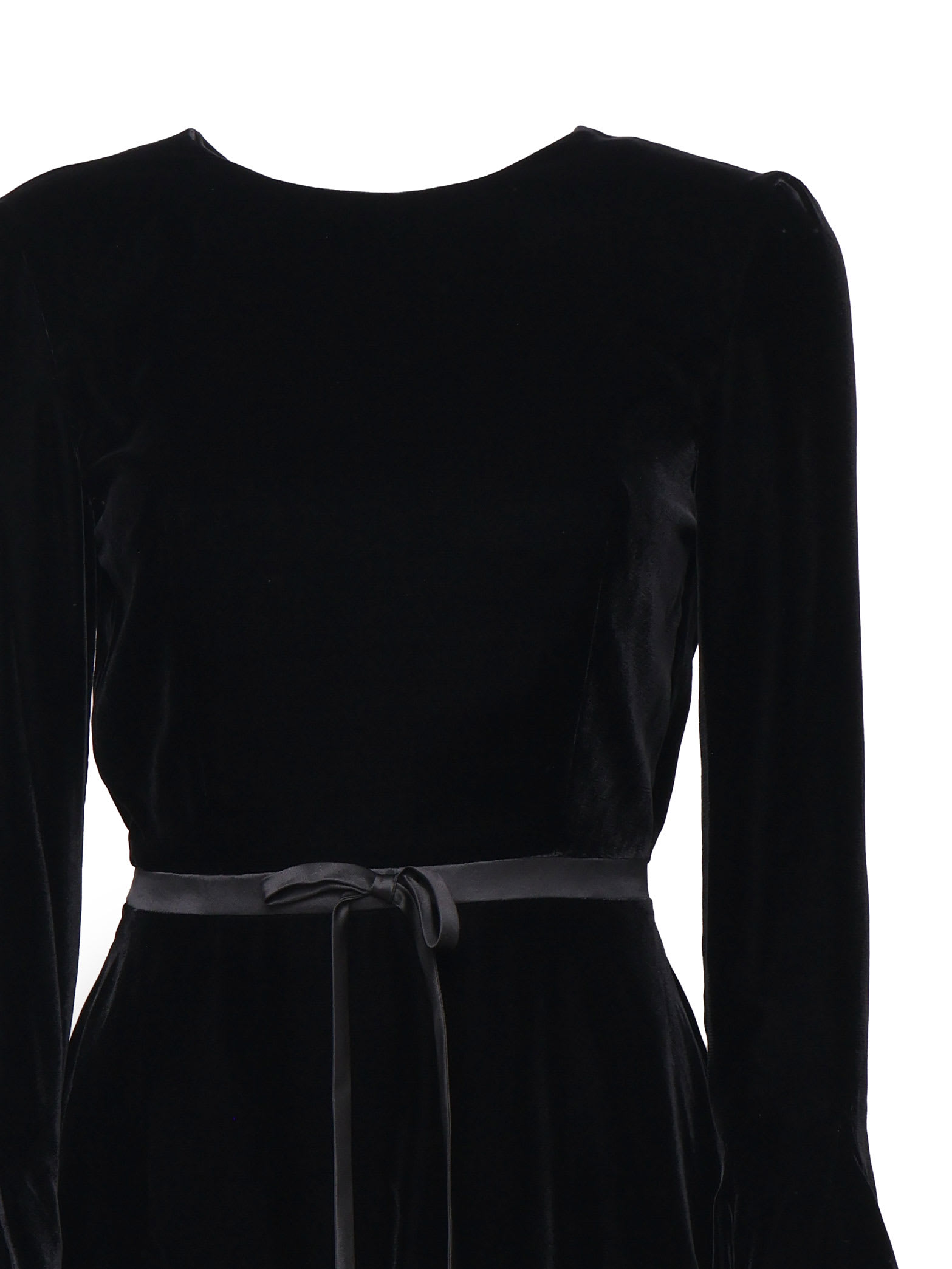 Shop Saint Laurent Pleated Dress With Open Back In Velvet In Black