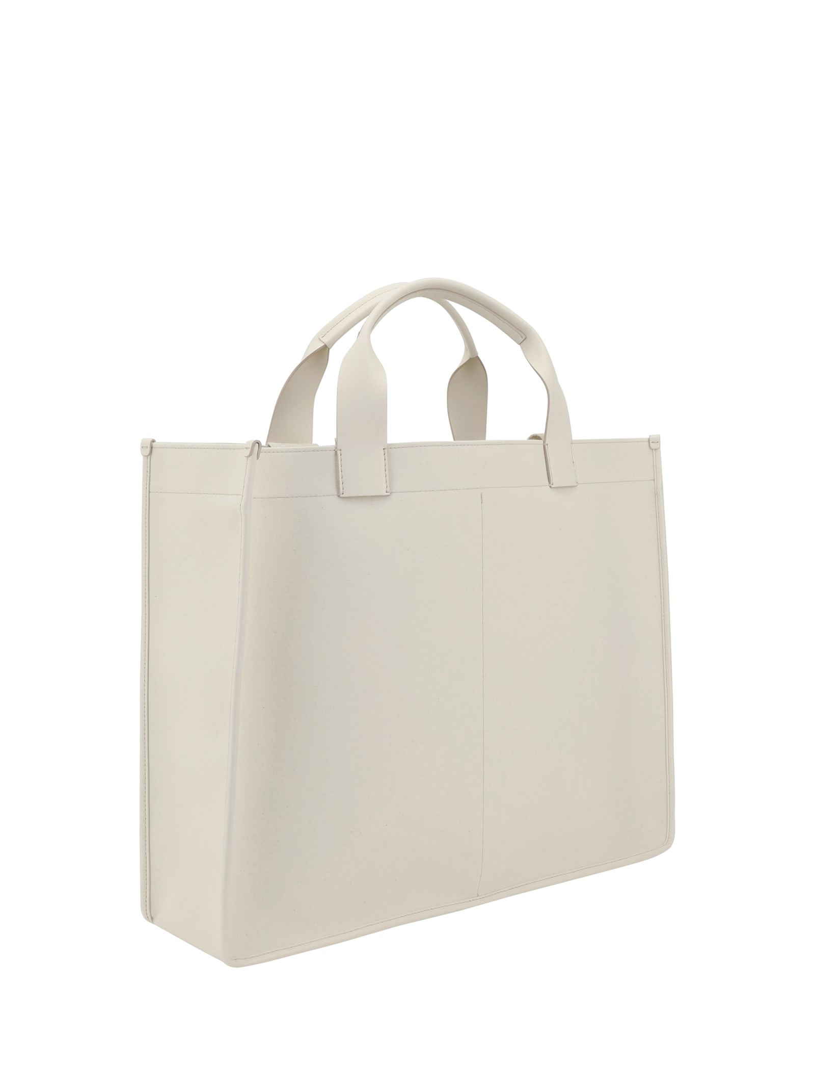 Maison Margiela Cotton Tote Bag Leather Handles In White