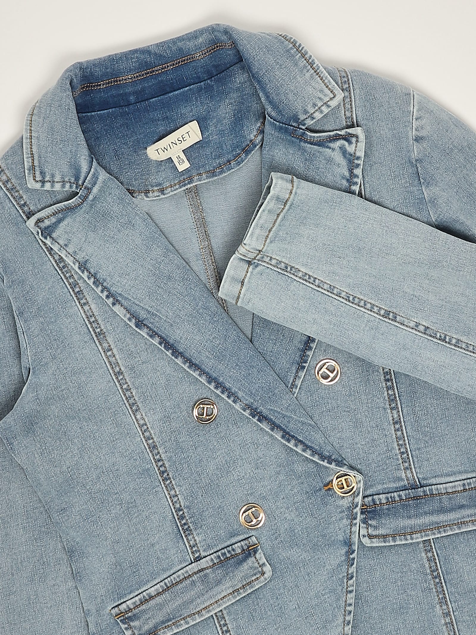 Twinset Jacket Kids Color Denim In Denim Chiaro