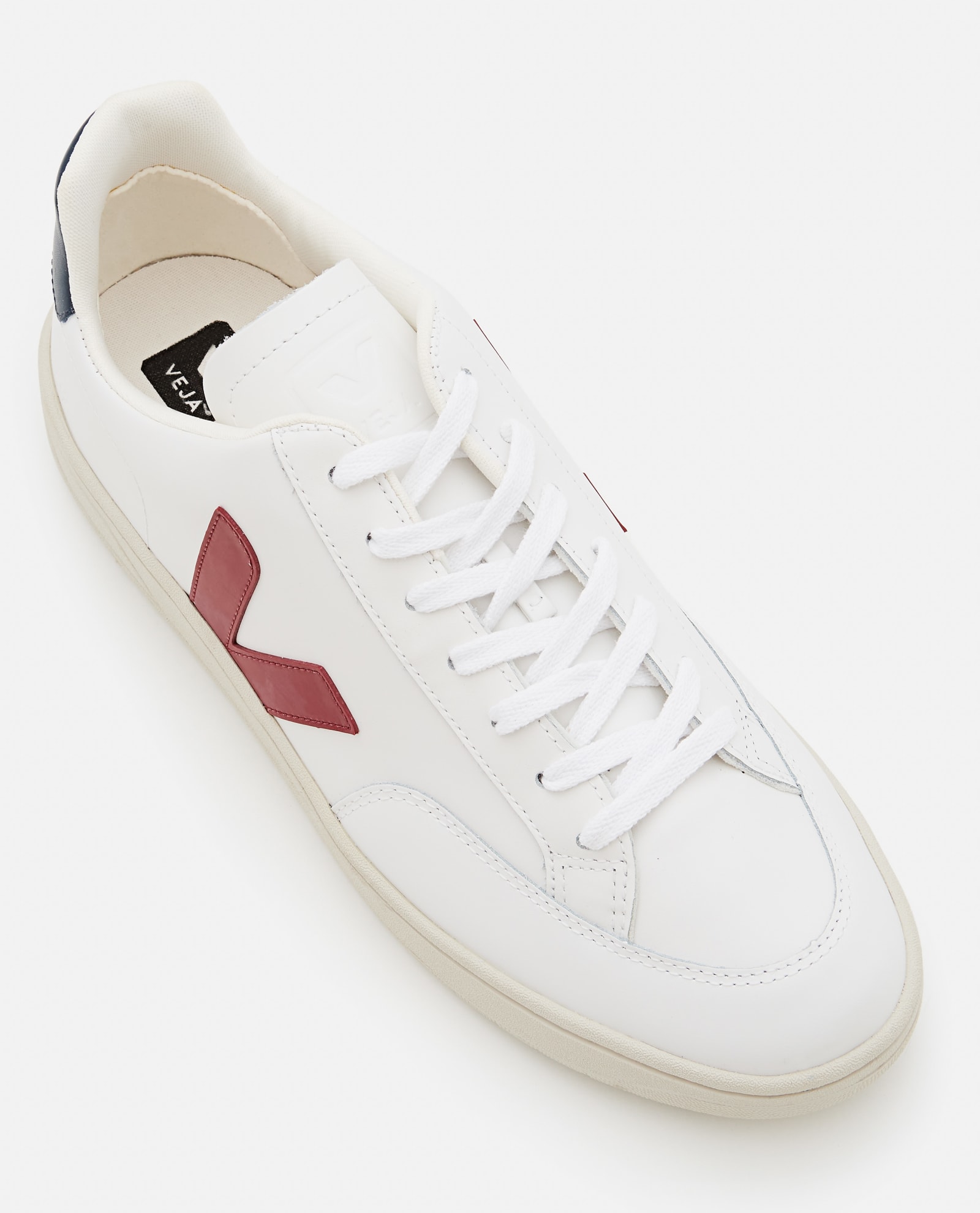 Veja Extra White Marsala And Navy Leather V - 12 Sneakers In White