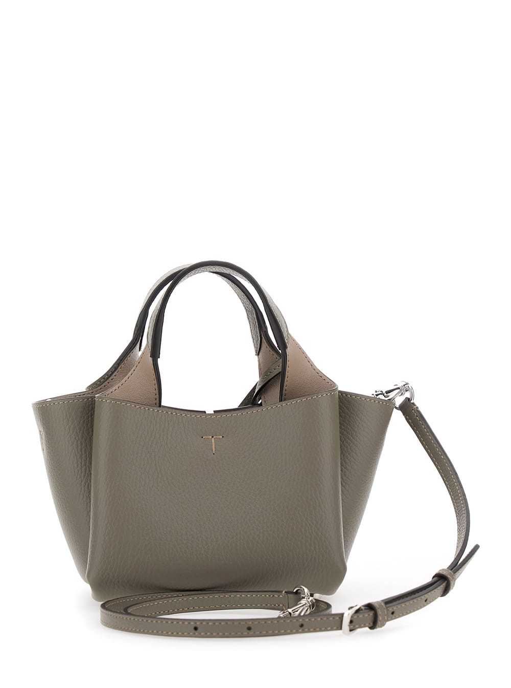 Tod's Dark Grey Leather Top Handle Bag In Gray