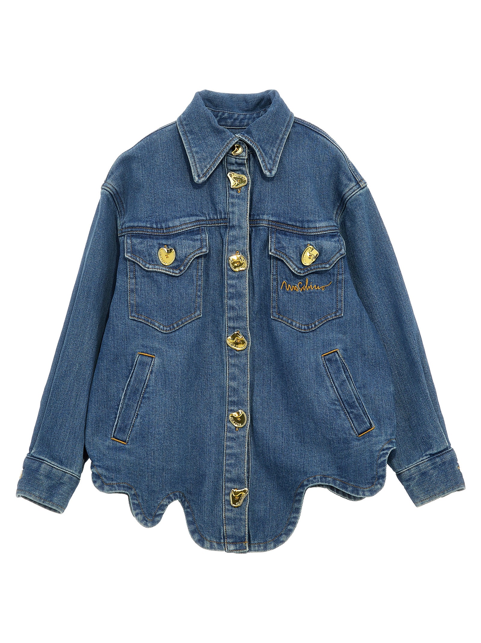 Shop Moschino Button Detail Jacket In Blue