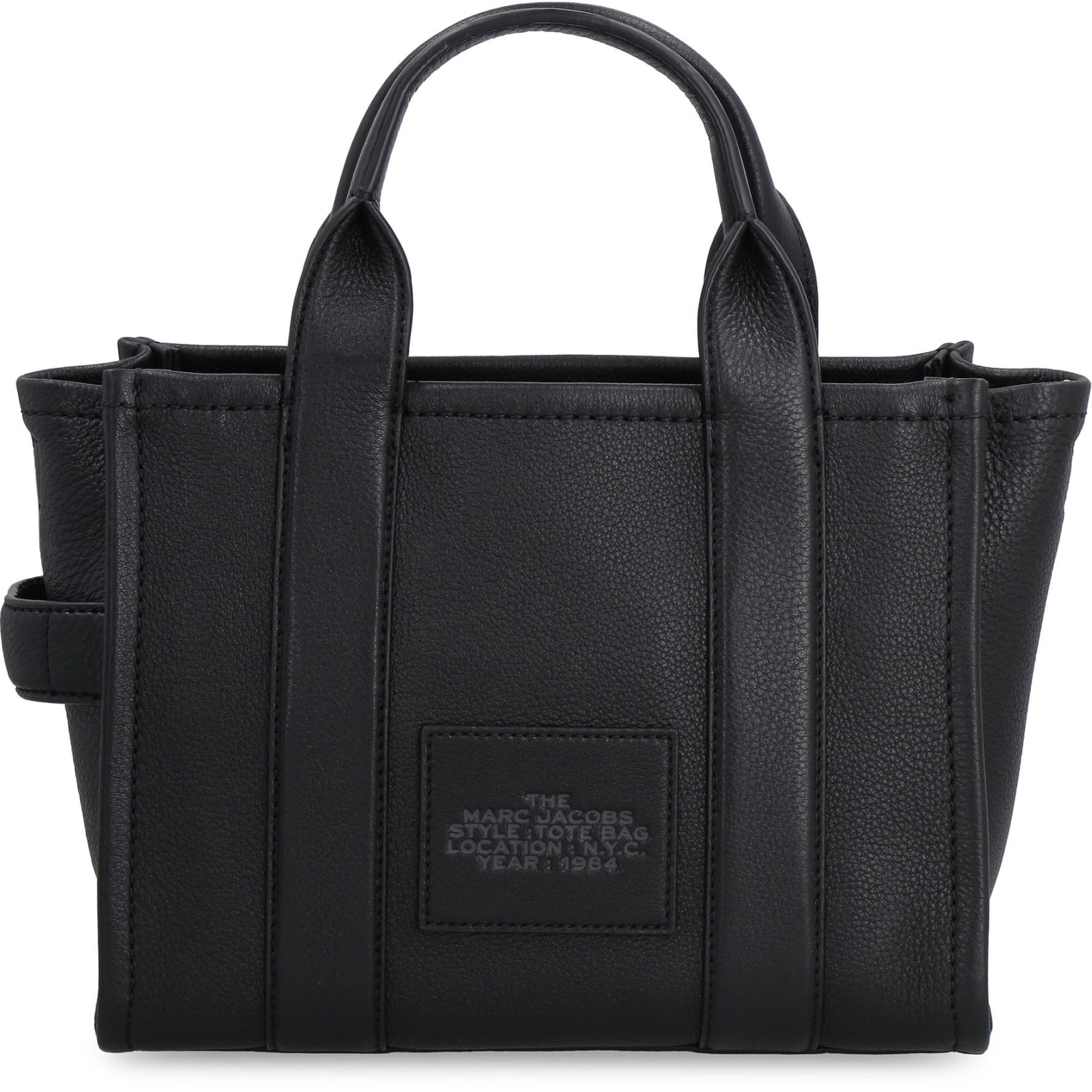 Shop Marc Jacobs The Leather Small Tote Bag In Black