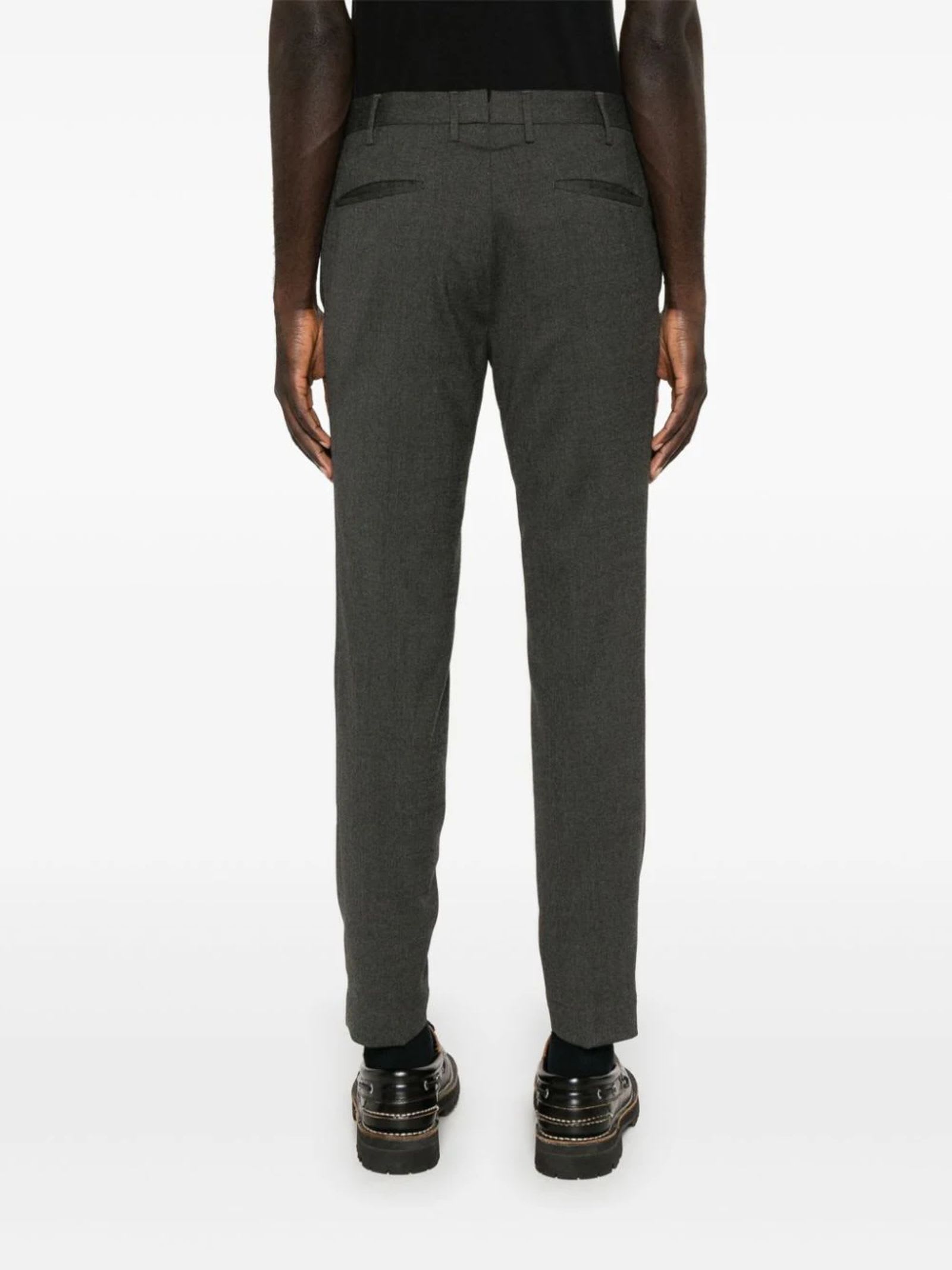 Shop Incotex Dark Grey Wool Blend Trousers