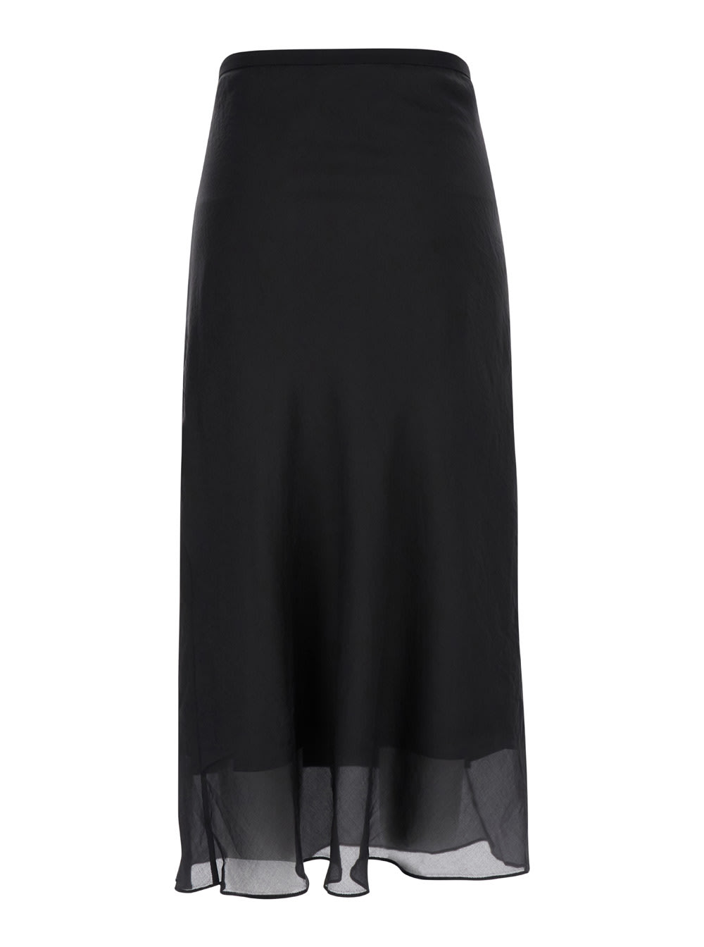 Dunst Black Skirt With Side Knot Closure And Semi-transparent Hem In Viscose Woman In Black