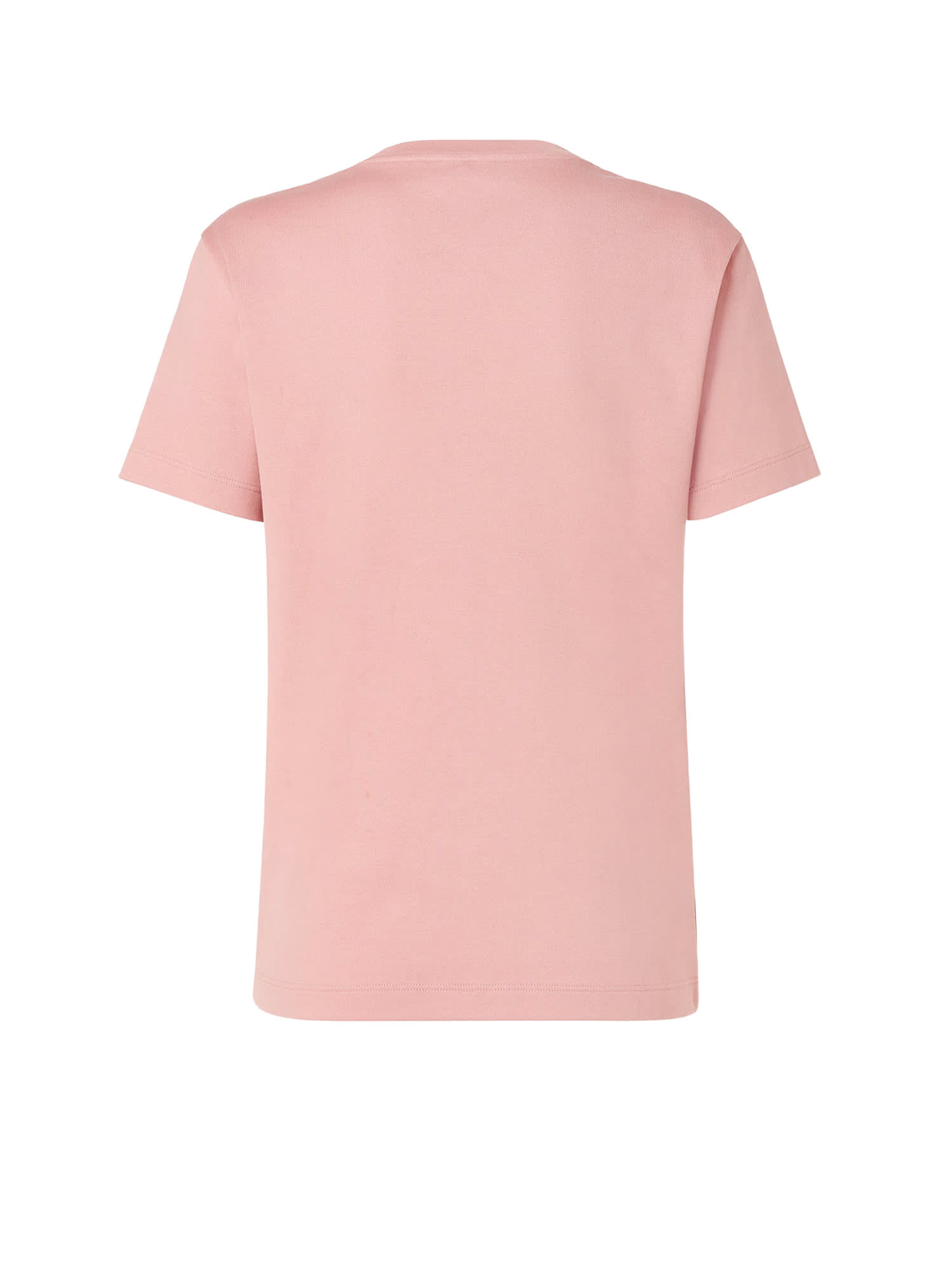 Fendi Pink Cotton T-shirt With Logo Print Women In Pink