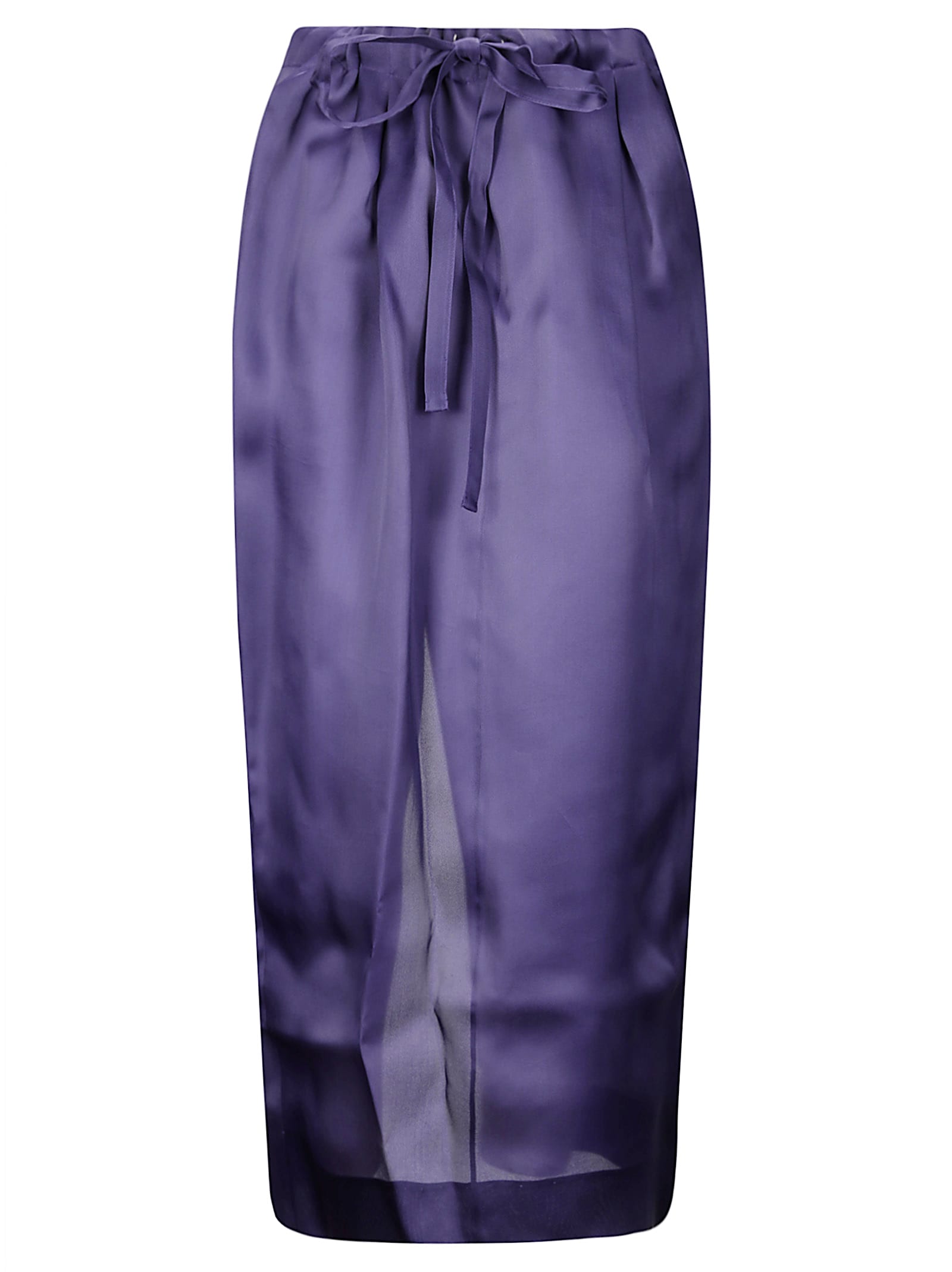Khaite Semi-transparent Silk Maxi Skirt With Deep Back Slit
