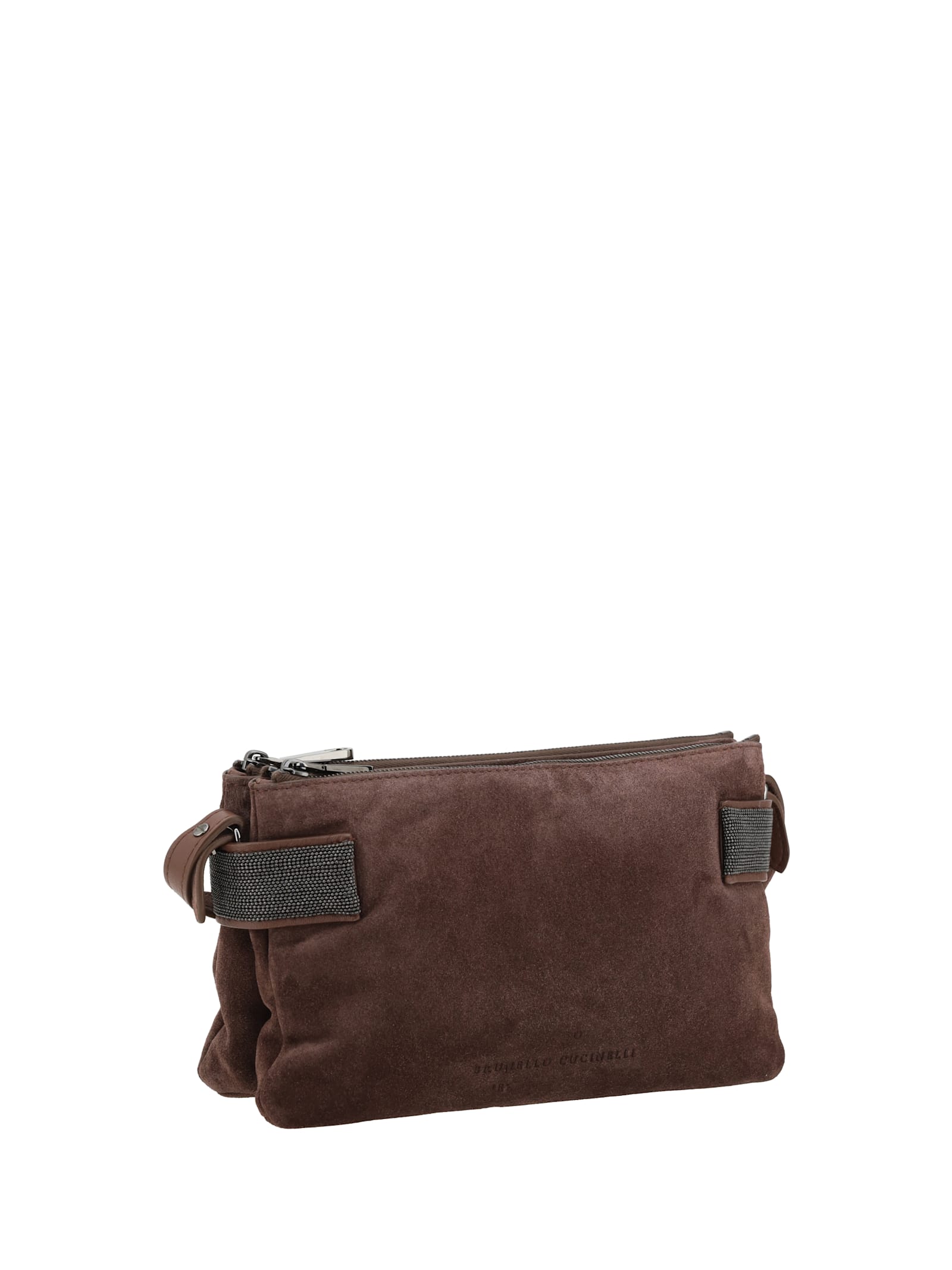 Brunello Cucinelli Essence Mini Monili Calfskin Suede Shoulder Bag In Burgundy