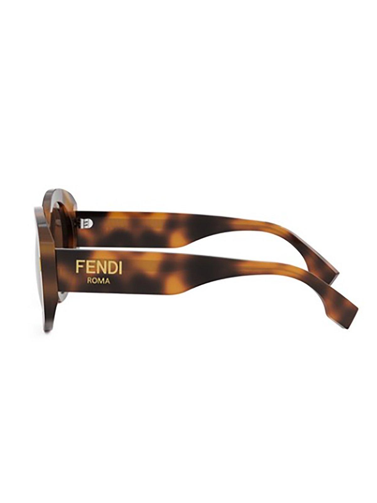 Shop Fendi Round Frame Sunglasses In 53e - Havana