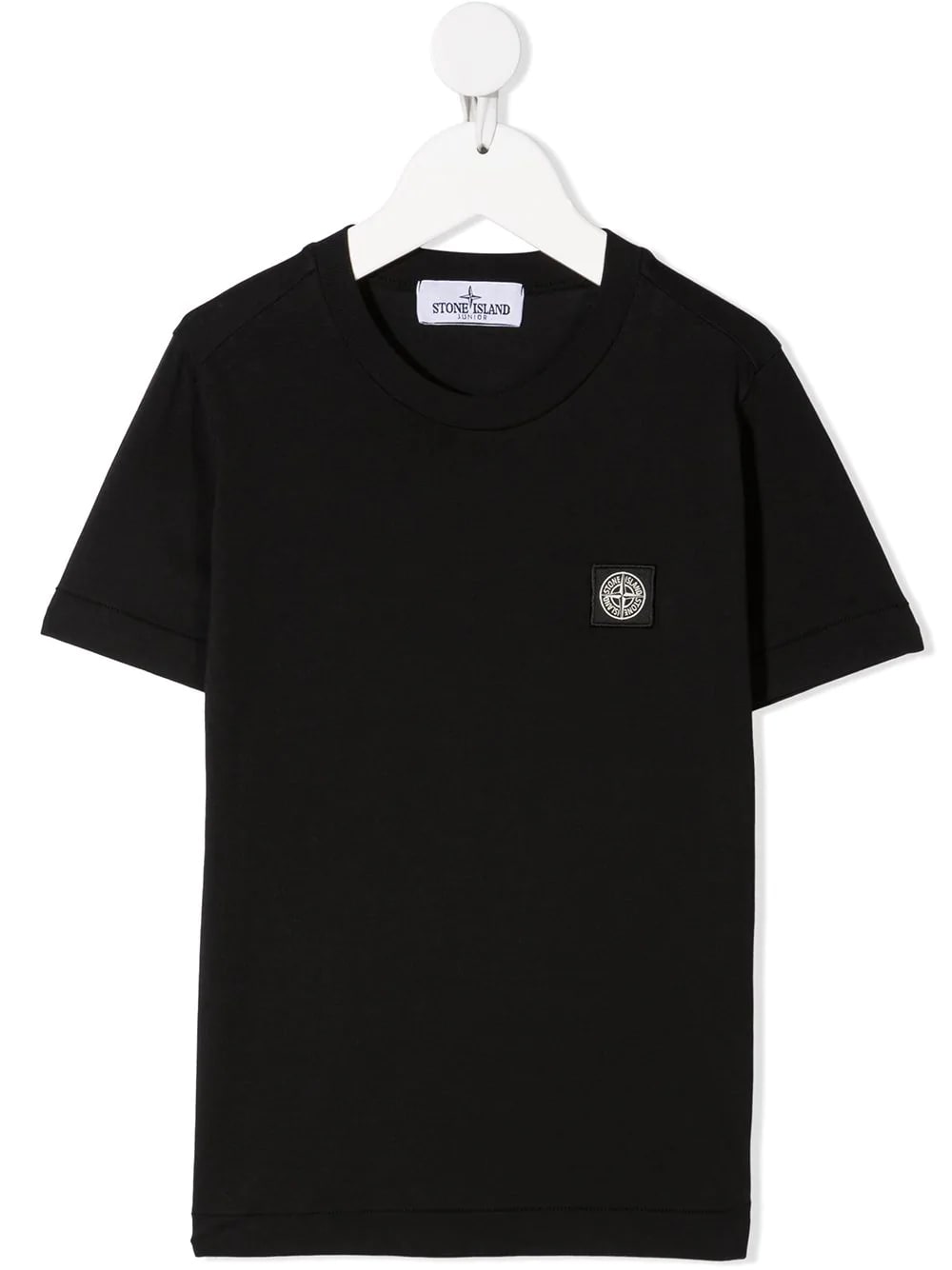 Stone Island Junior Black Cotton Logo-patch Cotton T-shirt