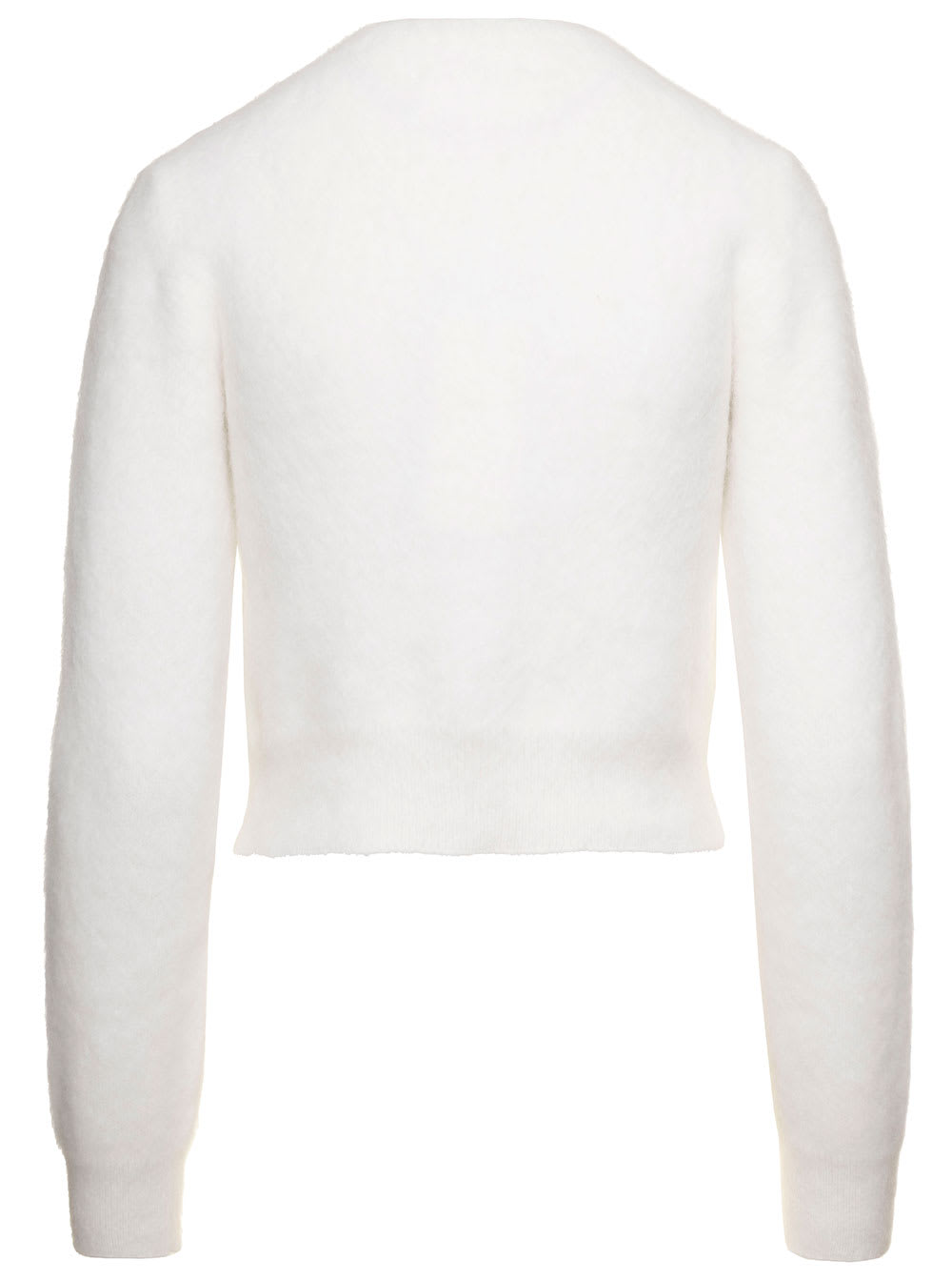 Shop Maison Margiela White Cropped Cardigan In Angora Woman