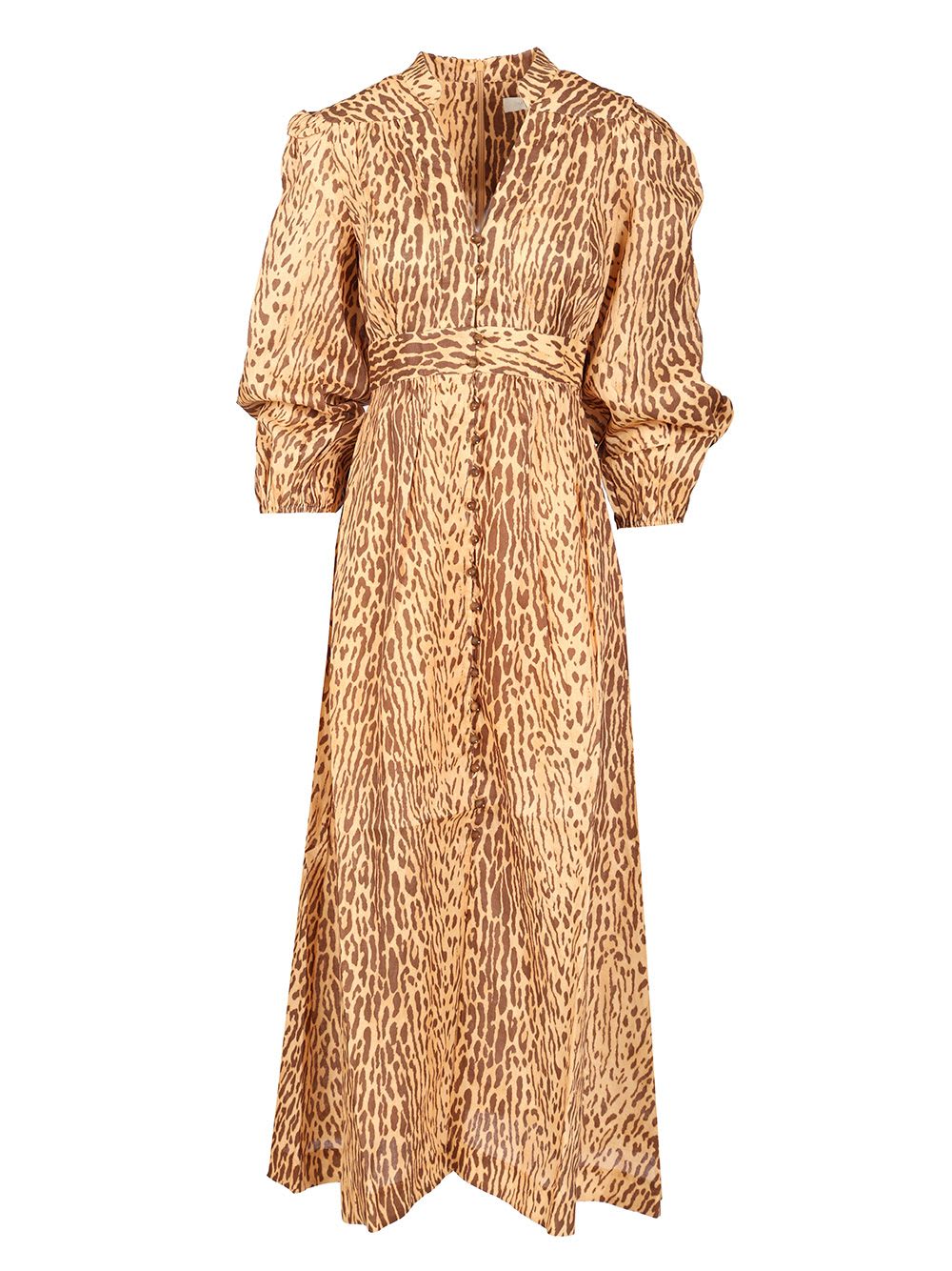 Zimmermann Leopard Print Midi Dress In Gold
