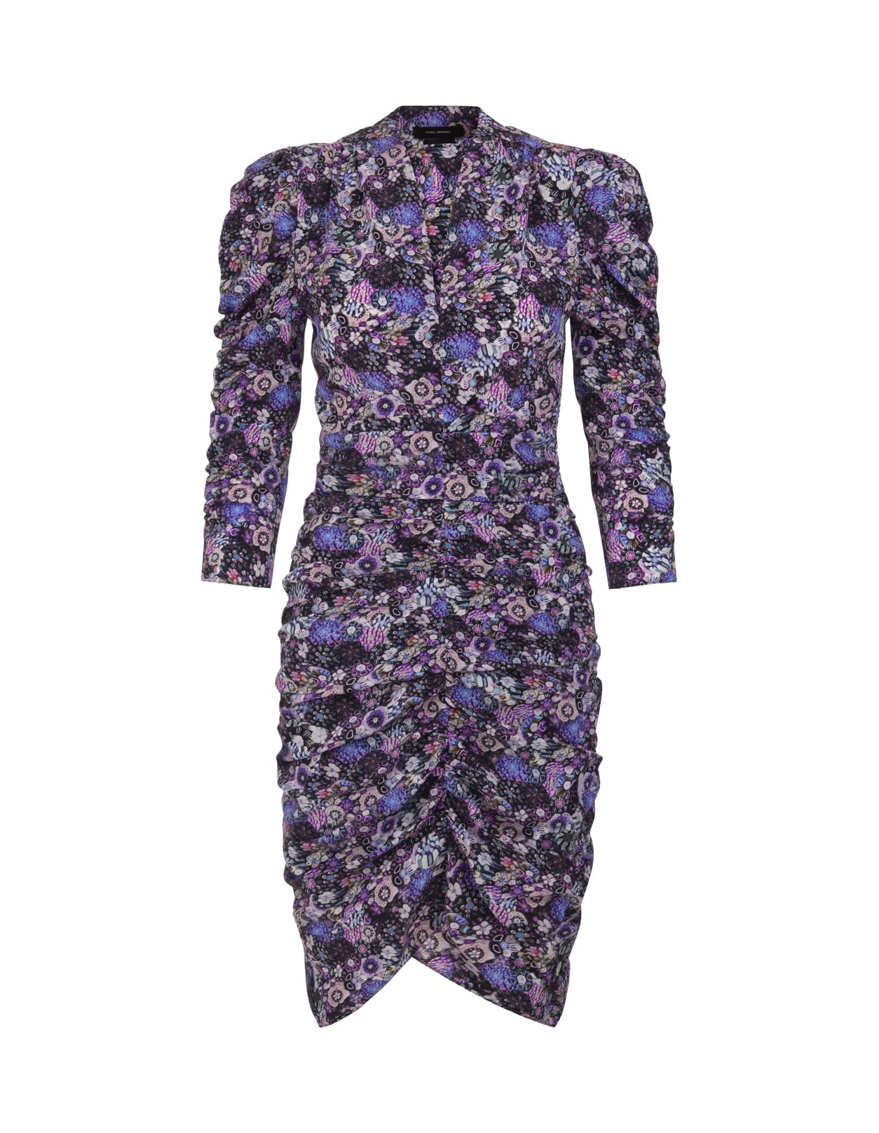 Isabel Marant Purple Celina Short Dress In Silk With Flowers