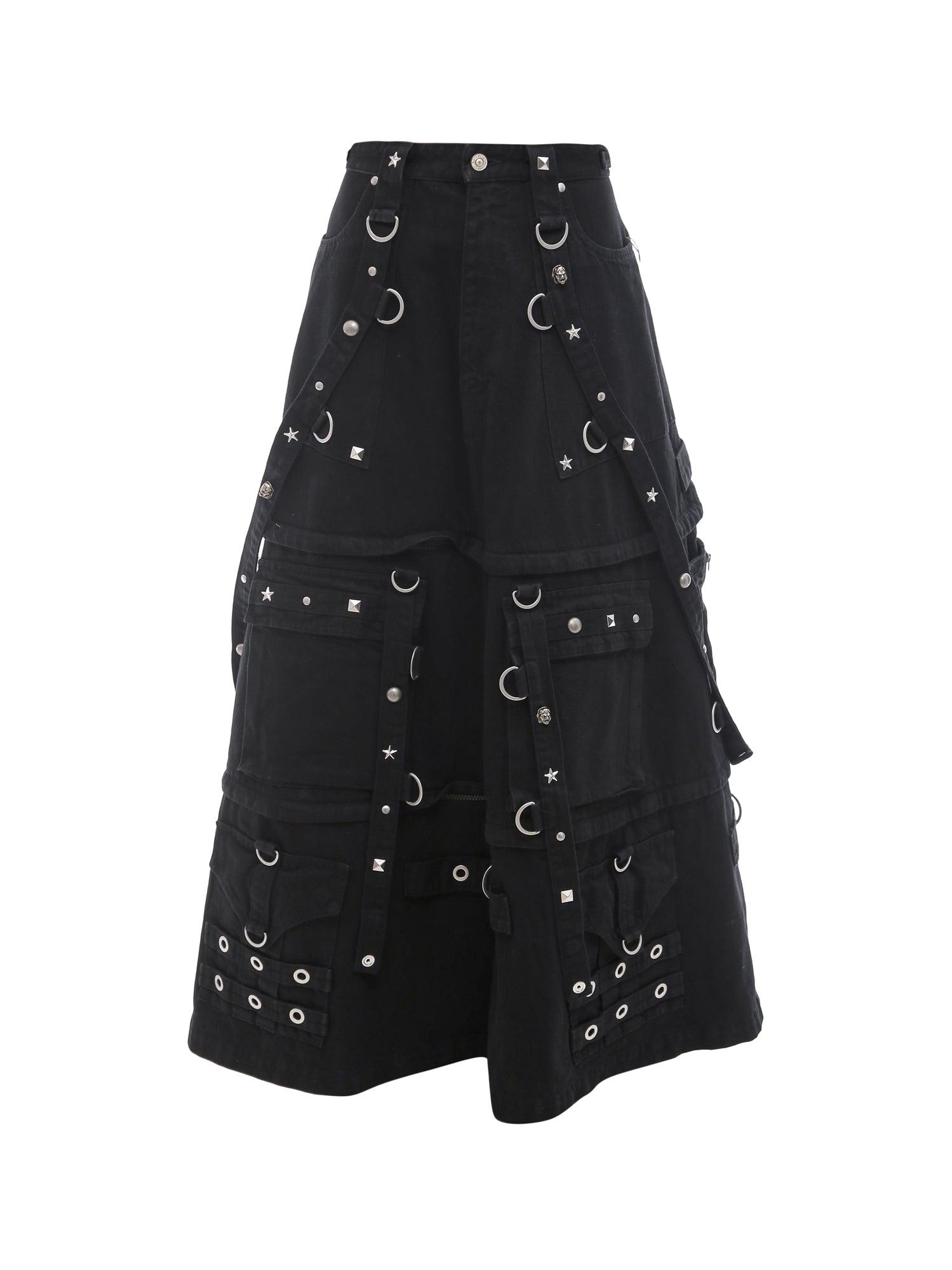 Balenciaga Studded Denim Maxi Skirt