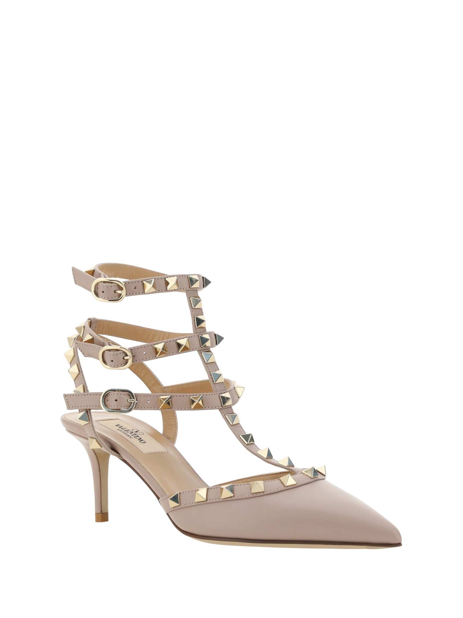 Shop Valentino Rockstud Sandals In Powder