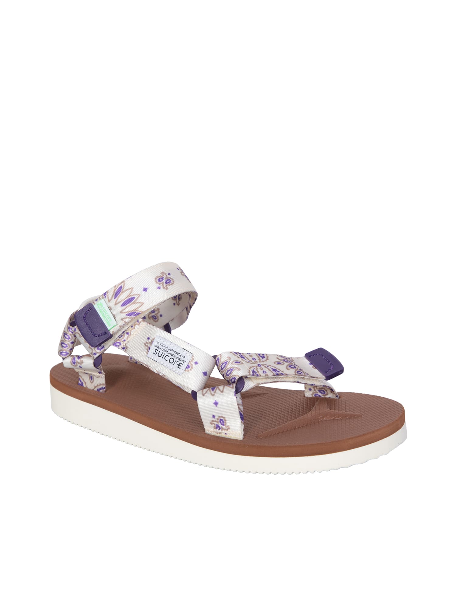 Suicoke Floral Pattern Platform Sandals In Beige