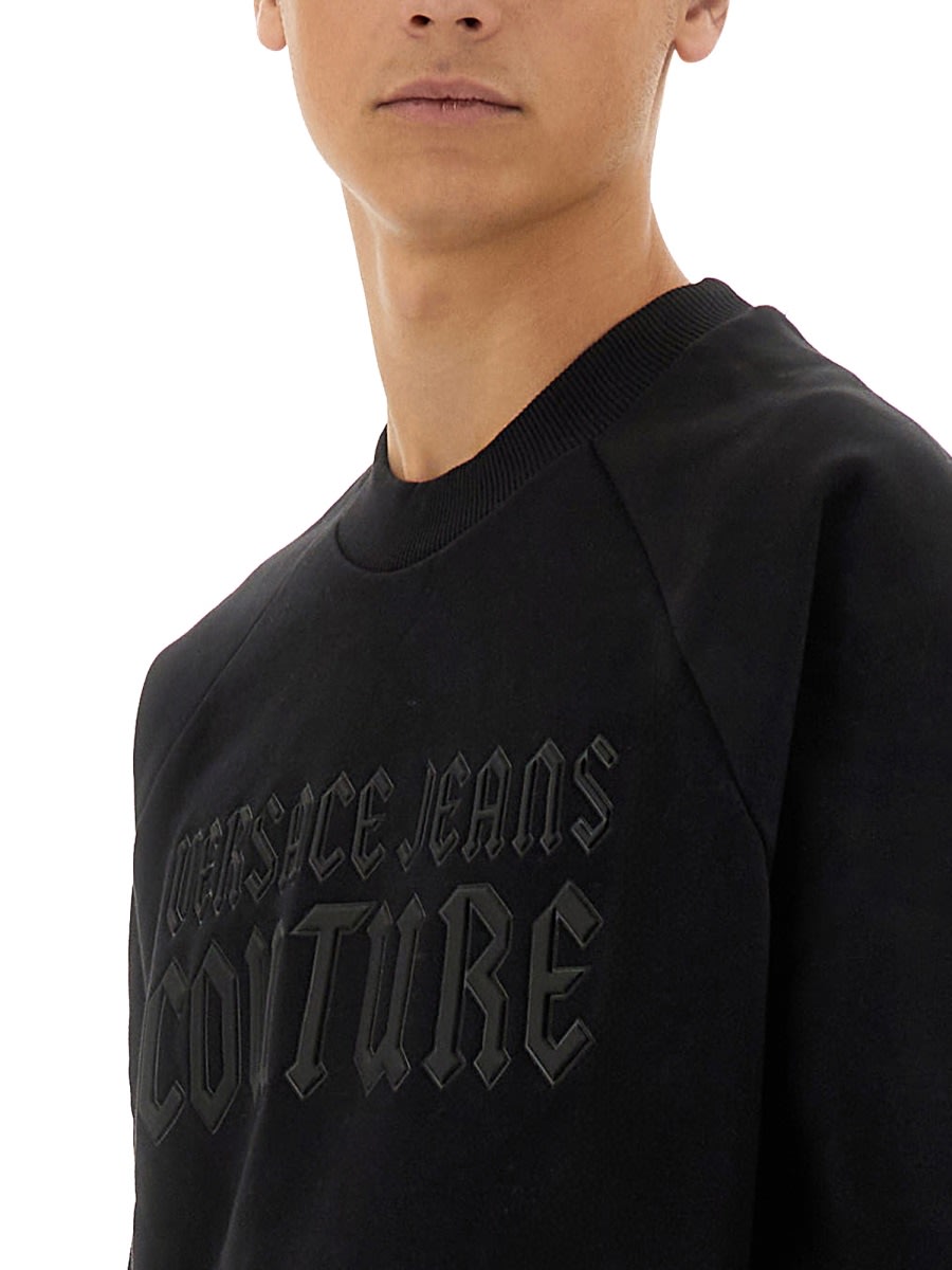 Shop Versace Jeans Couture Sweatshirt With Logo In Black