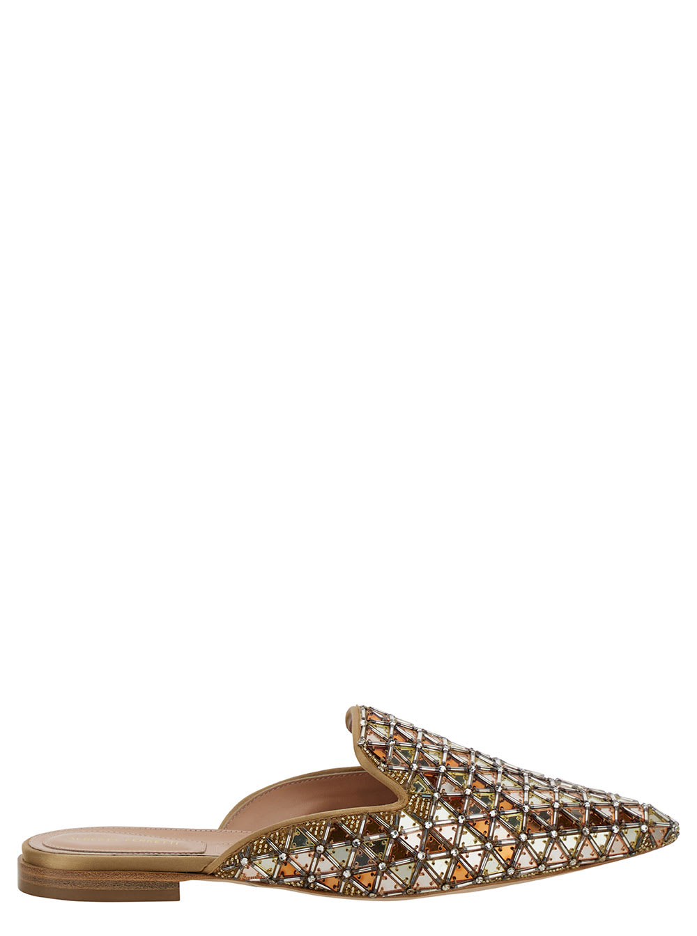 Brown Mules With Embroideries In Leather And Acetate Woman